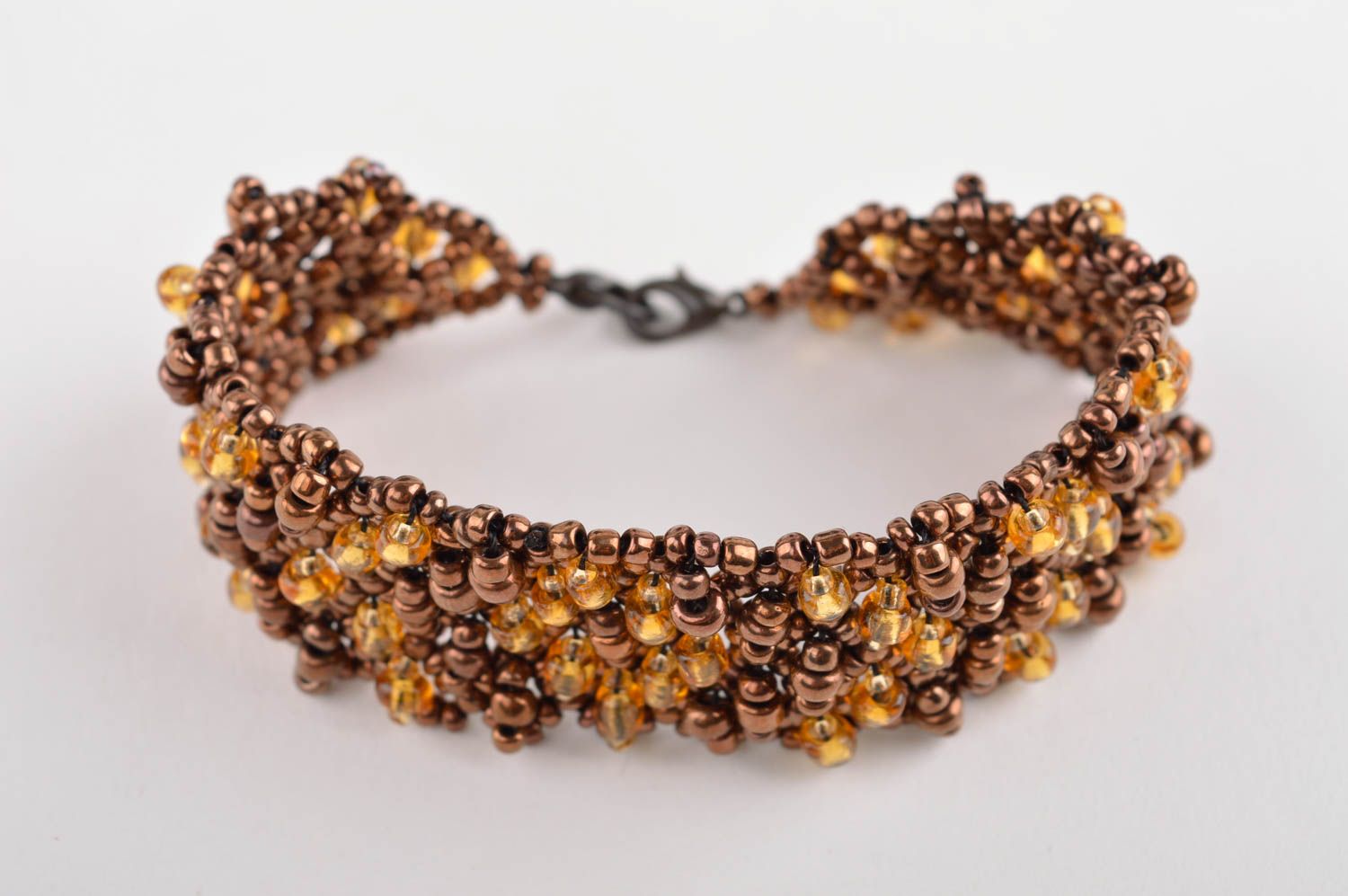 Bracelet perles de rocaille Bijou fait main marron Cadeau pour femme photo 4