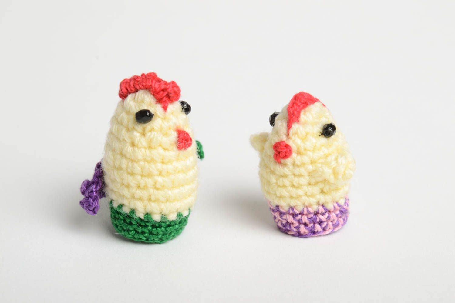 Petits jouets faits main Jouets tricot coton au crochet Poussins Cadeau enfant photo 2