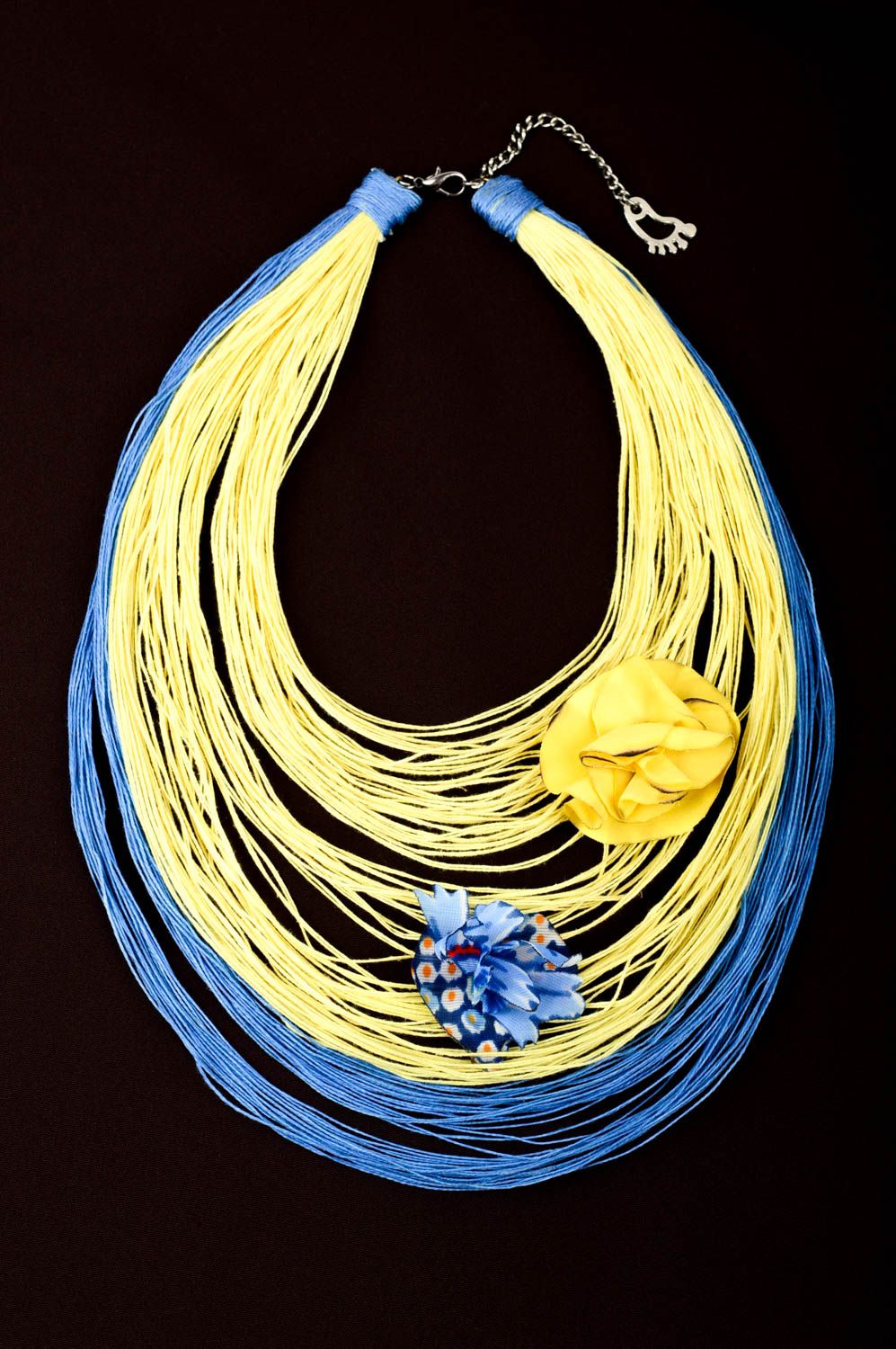 Handmade massive jewelry stylish textile necklace beautiful necklace gift photo 2