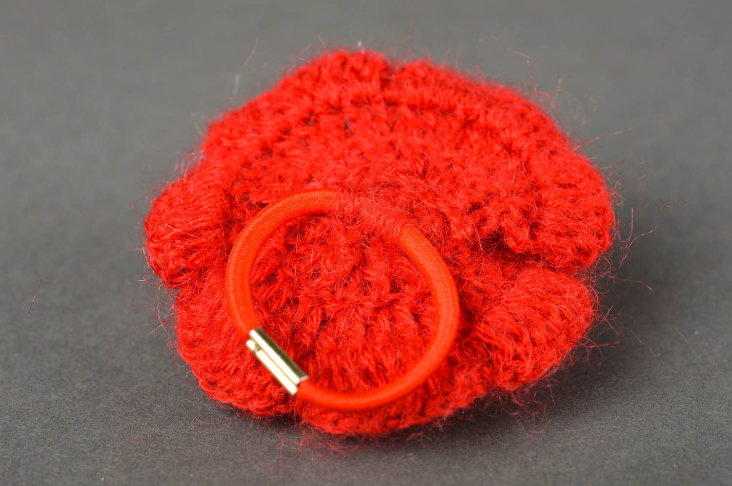 Goma para el pelo artesanal accesorio para niñas regalo original flor roja foto 4
