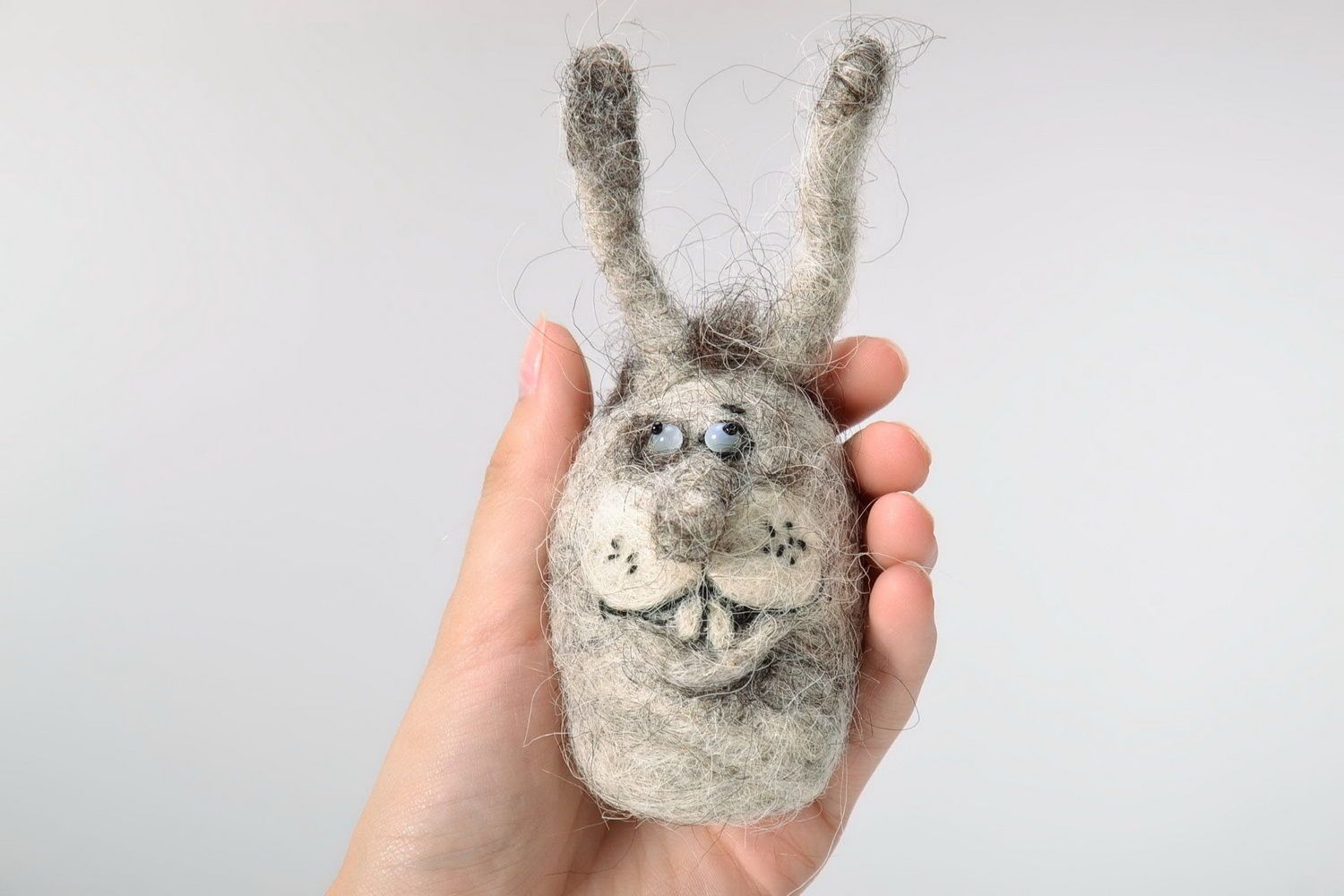 Woolen toy made using technique of felting Bunny photo 3