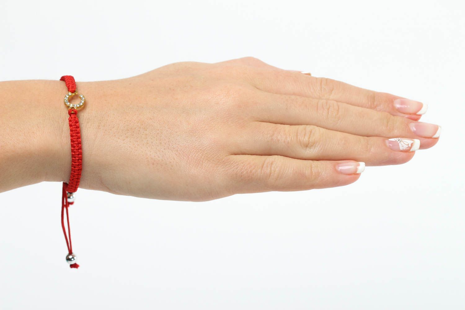 Bracelet textile Bijou fait main rouge design Accessoire femme original photo 5