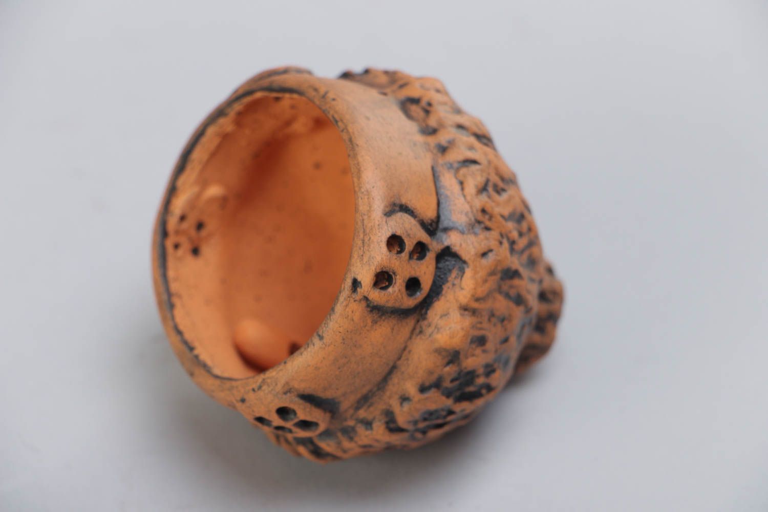 Handmade small painted ceramic bell in the shape of house in ethnic style  photo 4