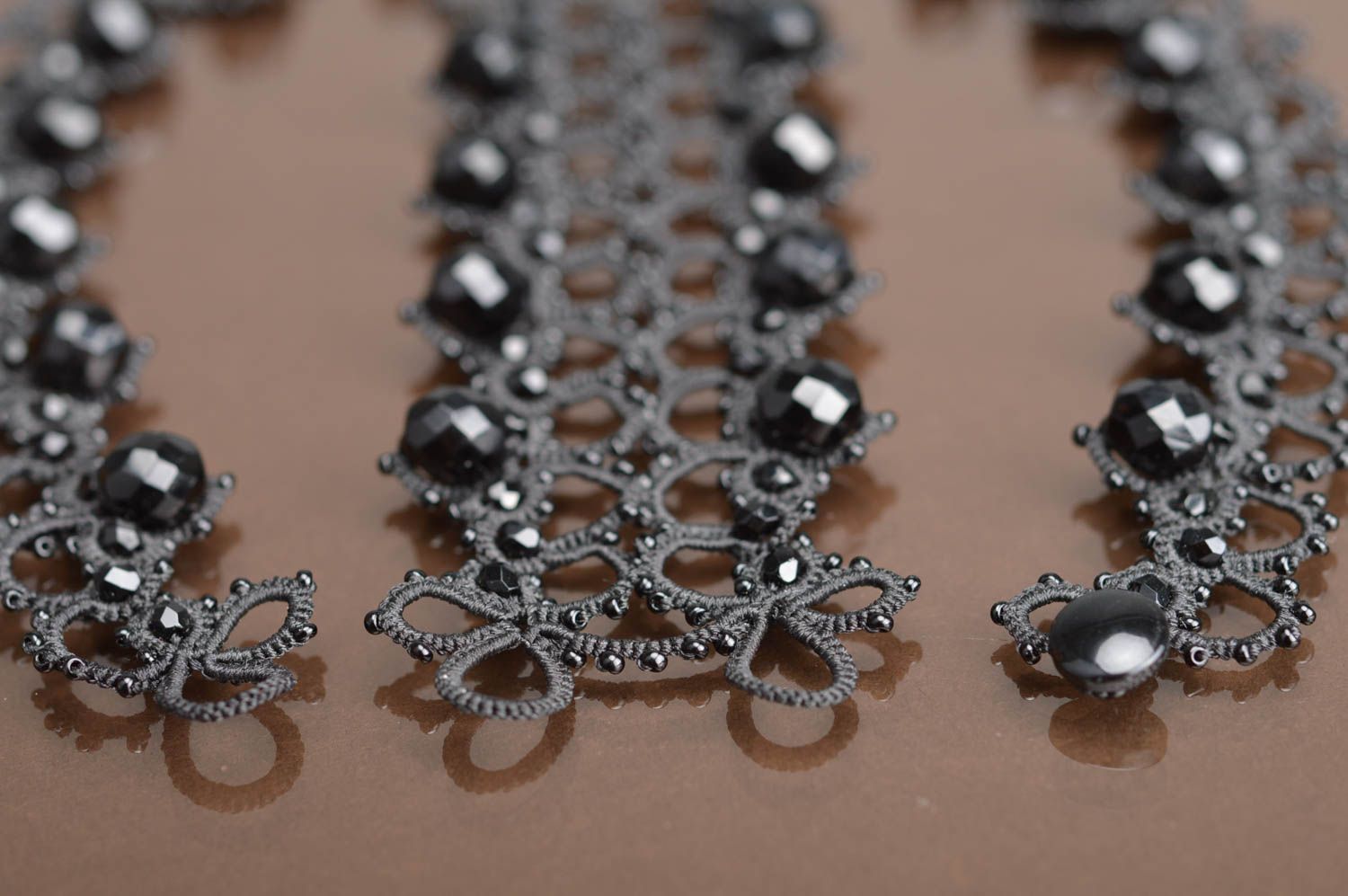 Bijoux faits main collier et bracelet avec cristaux frivolité accessoires photo 4