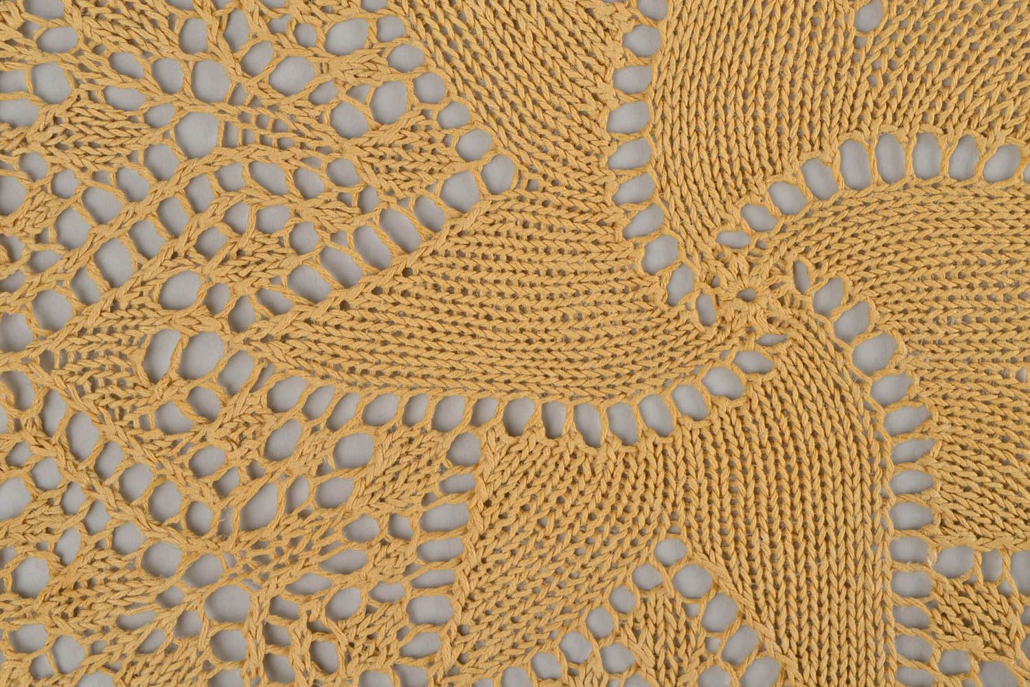 Napperon beige fait main Textile de table tricoté ajouré Décoration maison photo 4