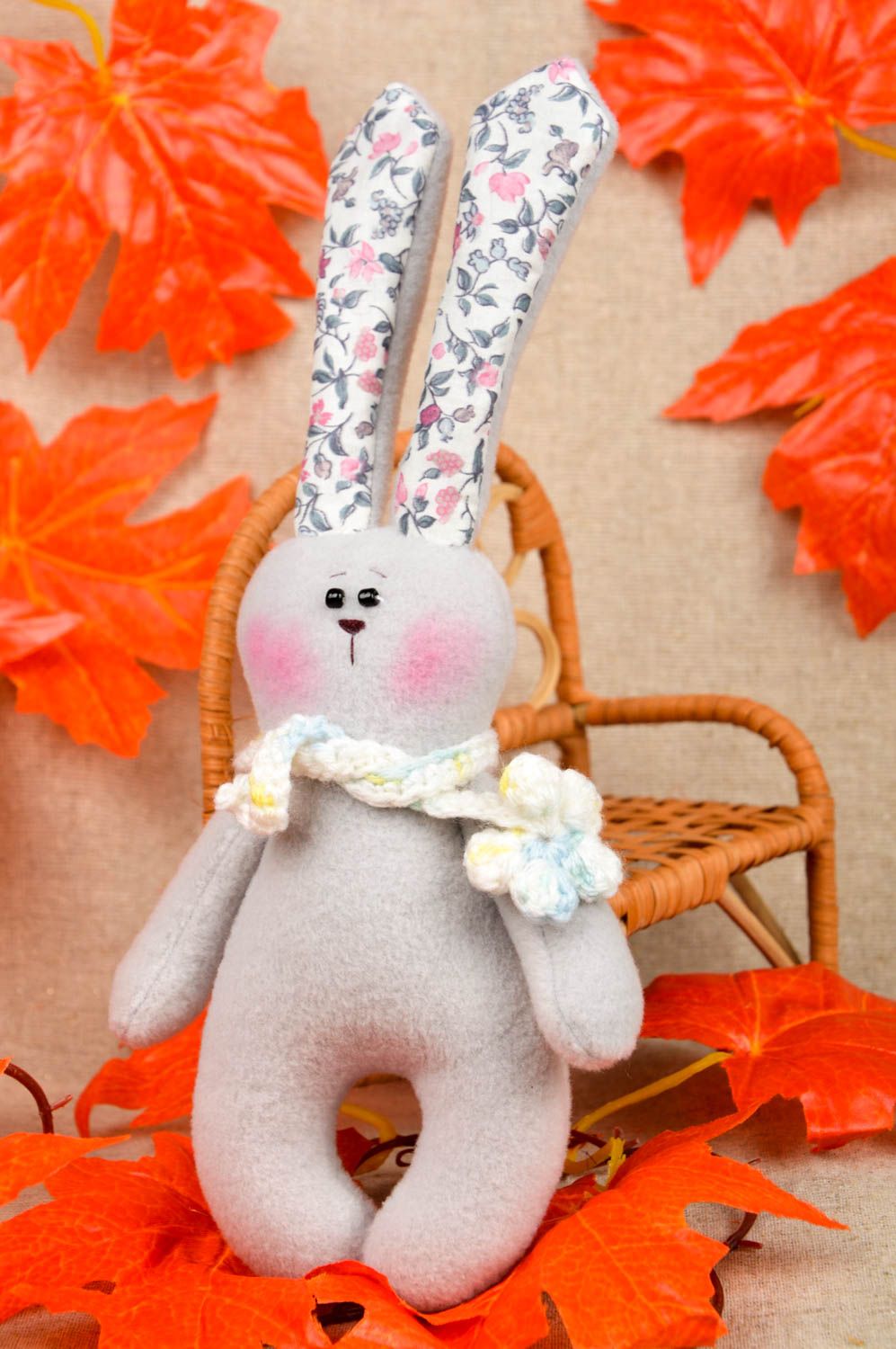 Игрушка заяц ручной работы стильный подарок для ребенка авторская игрушка фото 1