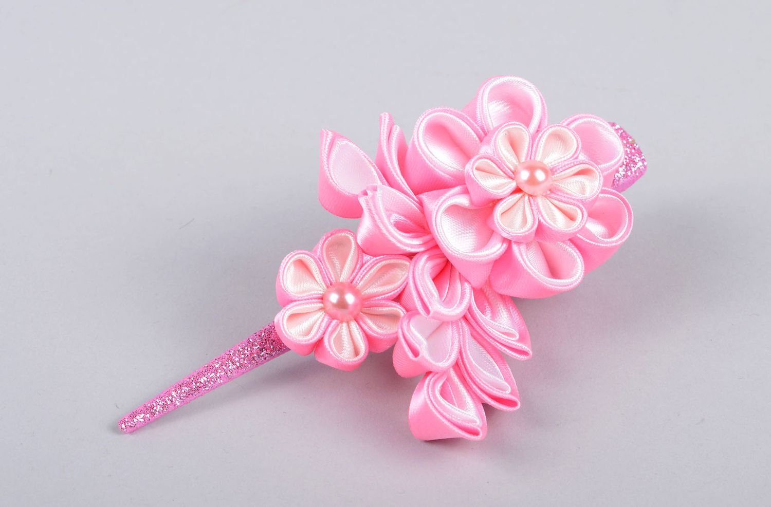 Handmade flower barrette satin hair clip handmade hair accessories for girls photo 1