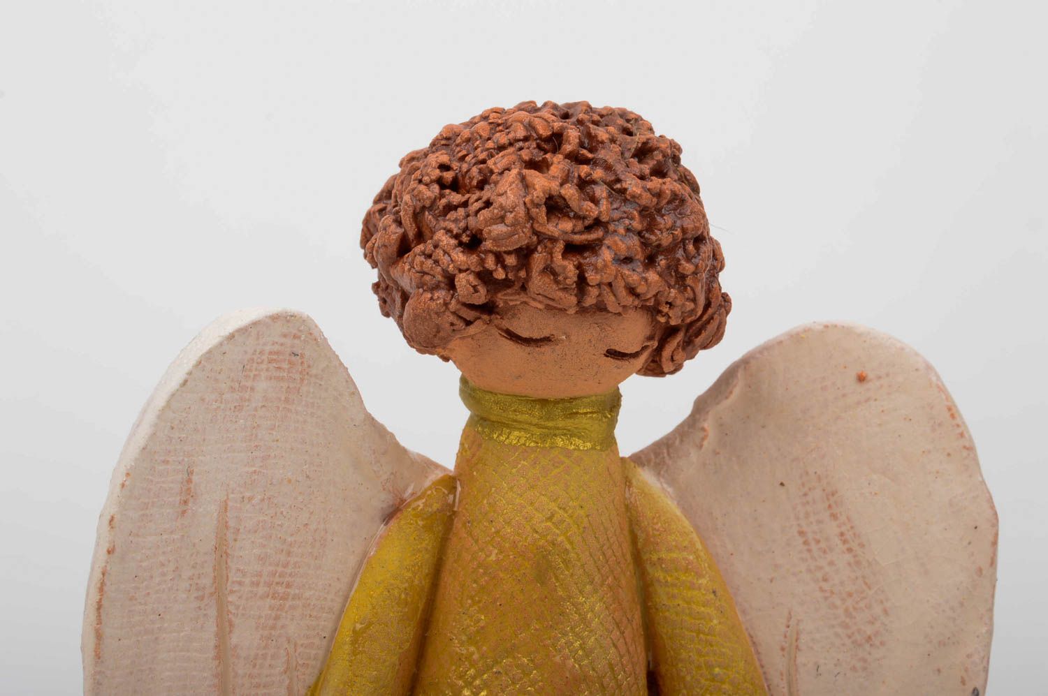 Figura de barro hecha a mano regalo para amigos decoración de hogar ángel foto 5