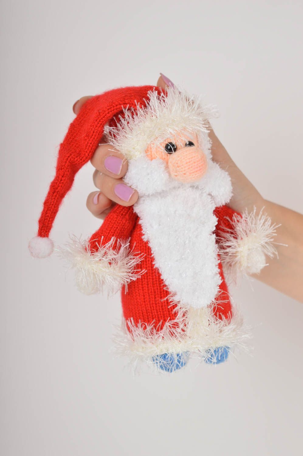 Peluche père Noël Jouet fait main tricoté en acrylique Cadeau pour enfant photo 2