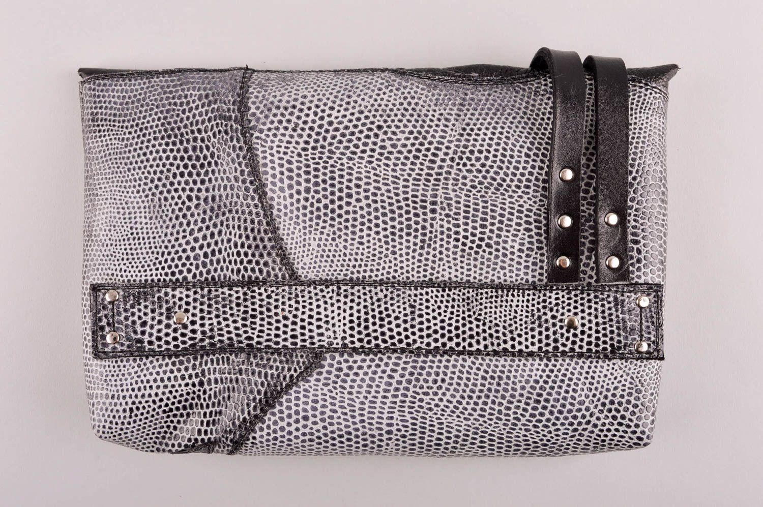 Handmade Damen Ledertasche Accessoire für Frauen kleine Clutch Tasche grau foto 4