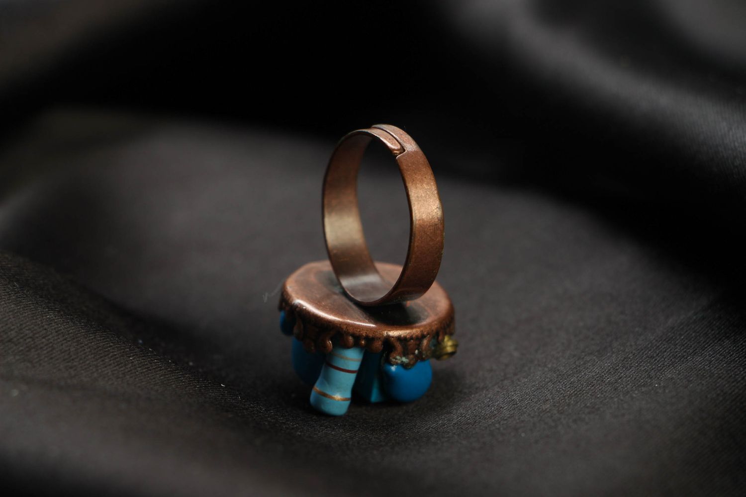Объемное металлическое кольцо в стиле стимпанк фото 3