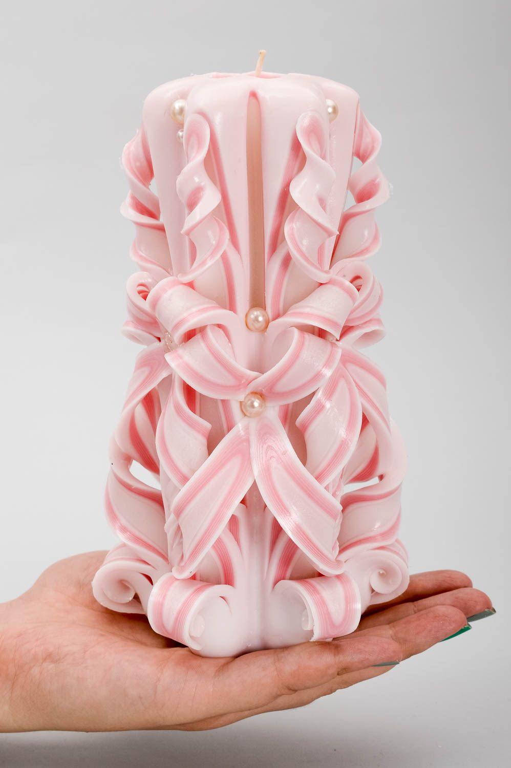 Vela de parafina rosada hecha a mano elemento decorativo regalo original foto 5