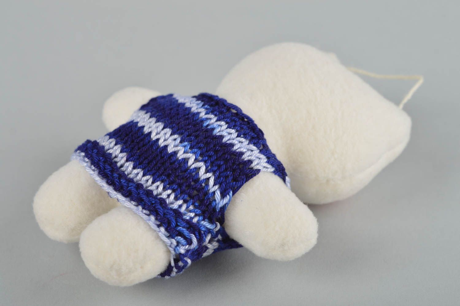 Katze Kuscheltier handmade Stoff Kuscheltier Geschenk für Kinder in weiß blau foto 5