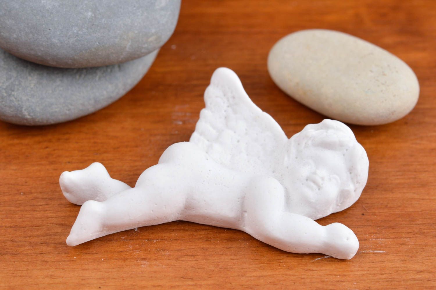Handmade Rohling zum Bemalen Deko Figur kleine Skulptur aus Gips weißer Engel foto 1