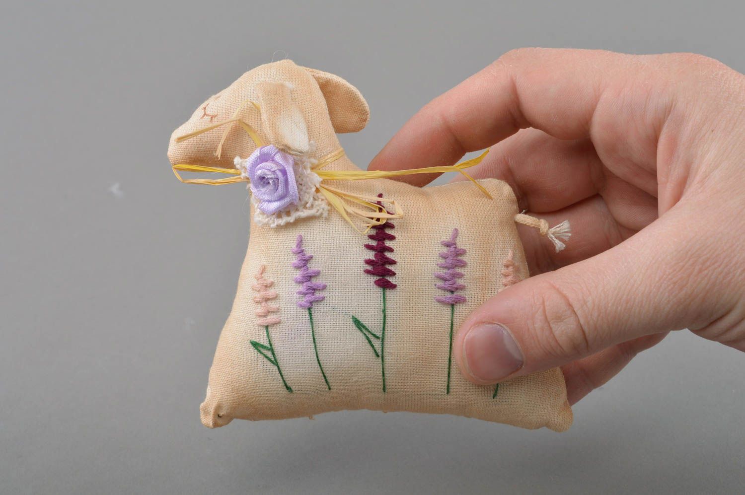 Designer interior handmade toy in the form of cotton lamb for home decoration photo 4