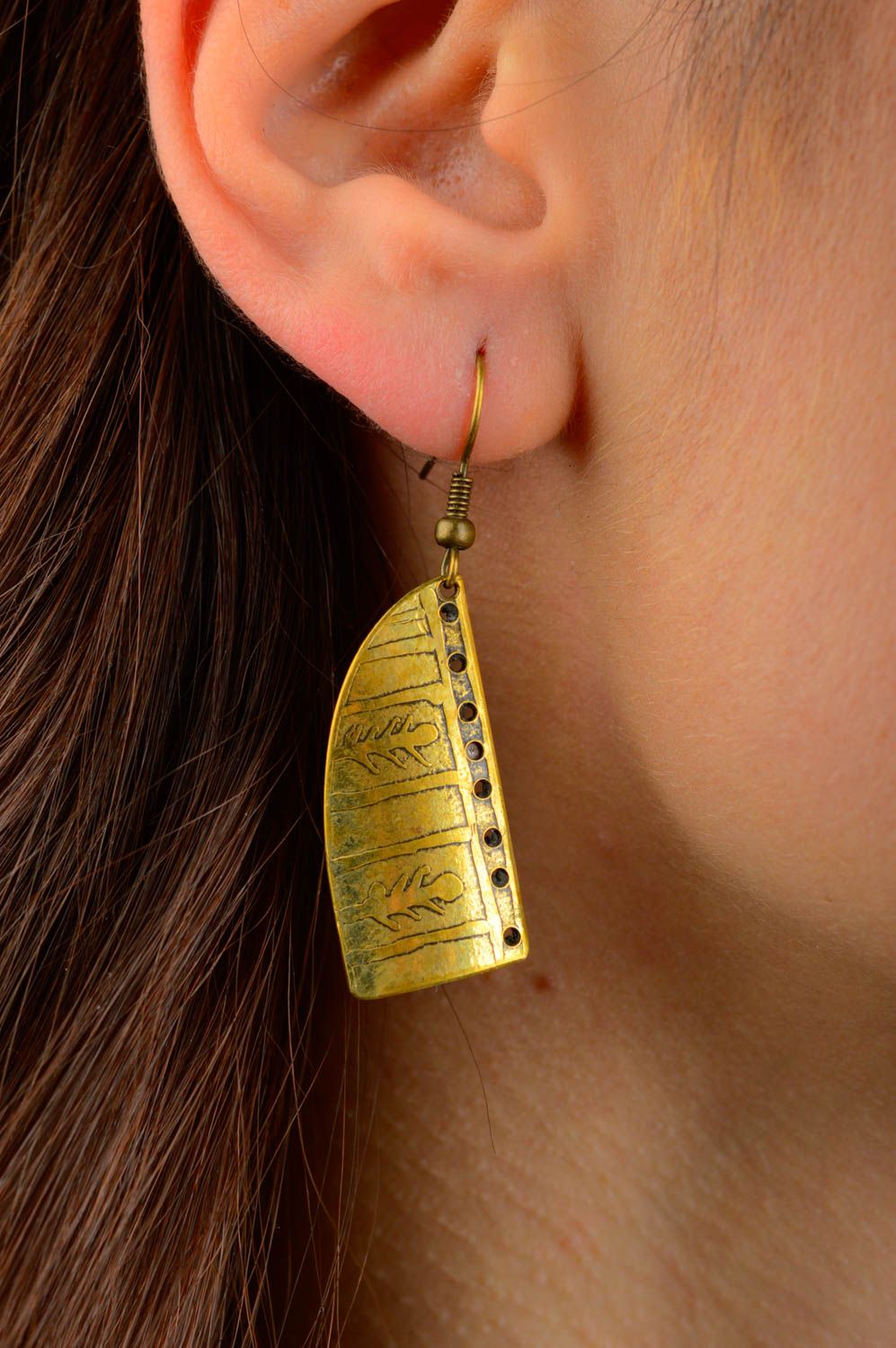 Boucles d'oreilles pendantes Bijou fait main métalliques design Cadeau femme photo 2