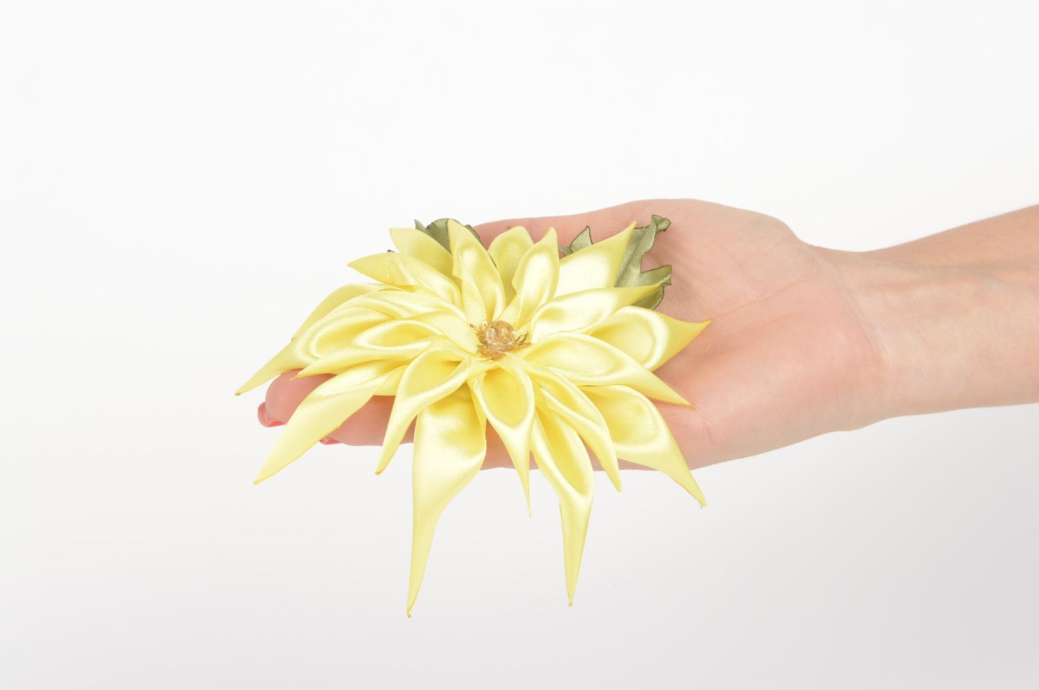 Pince cheveux fleur Accessoire coiffure fait main jaune Cadeau pour fille photo 5