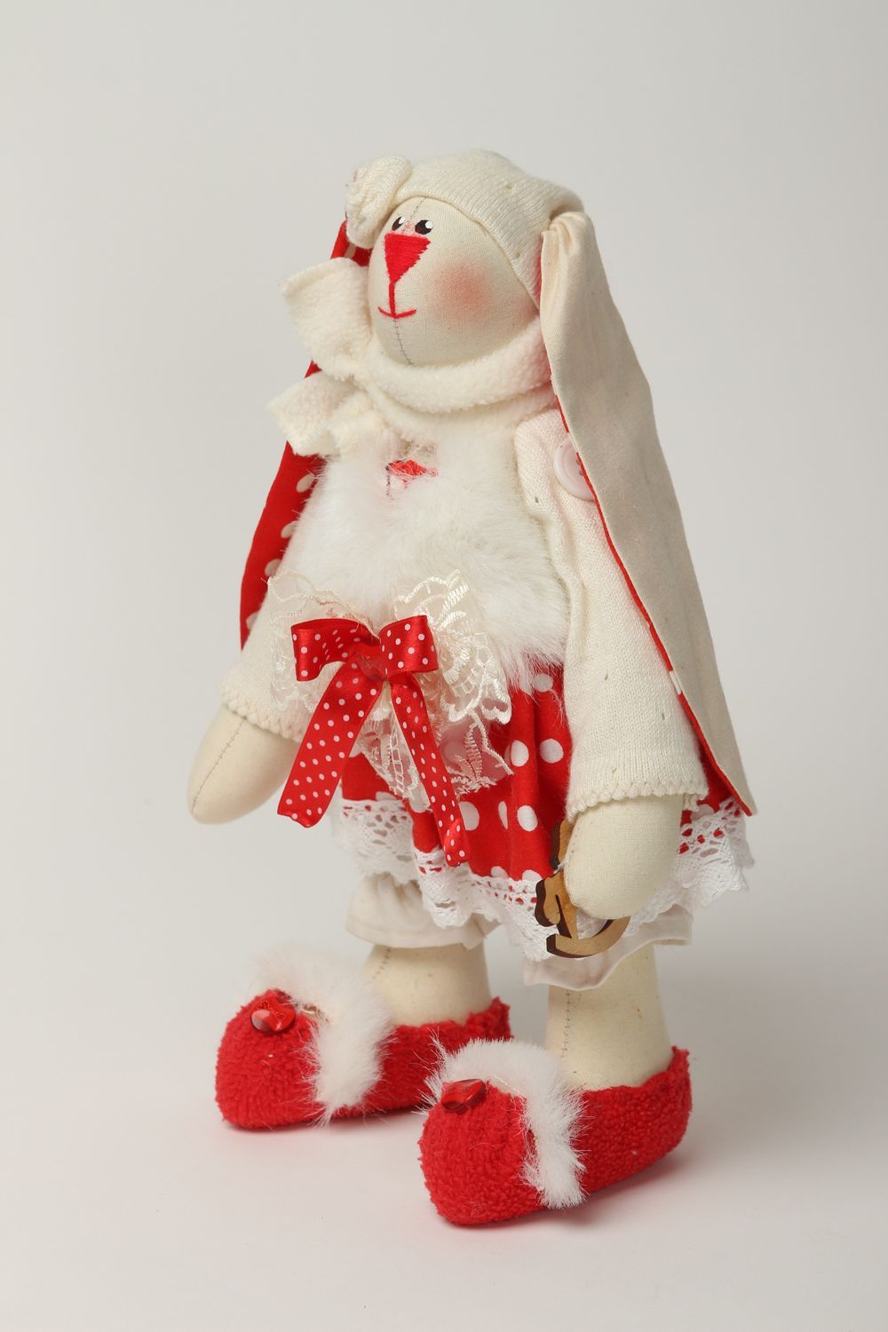 Jouet lapin Peluche faite main en tissu Décoration chambre Cadeau enfant photo 2