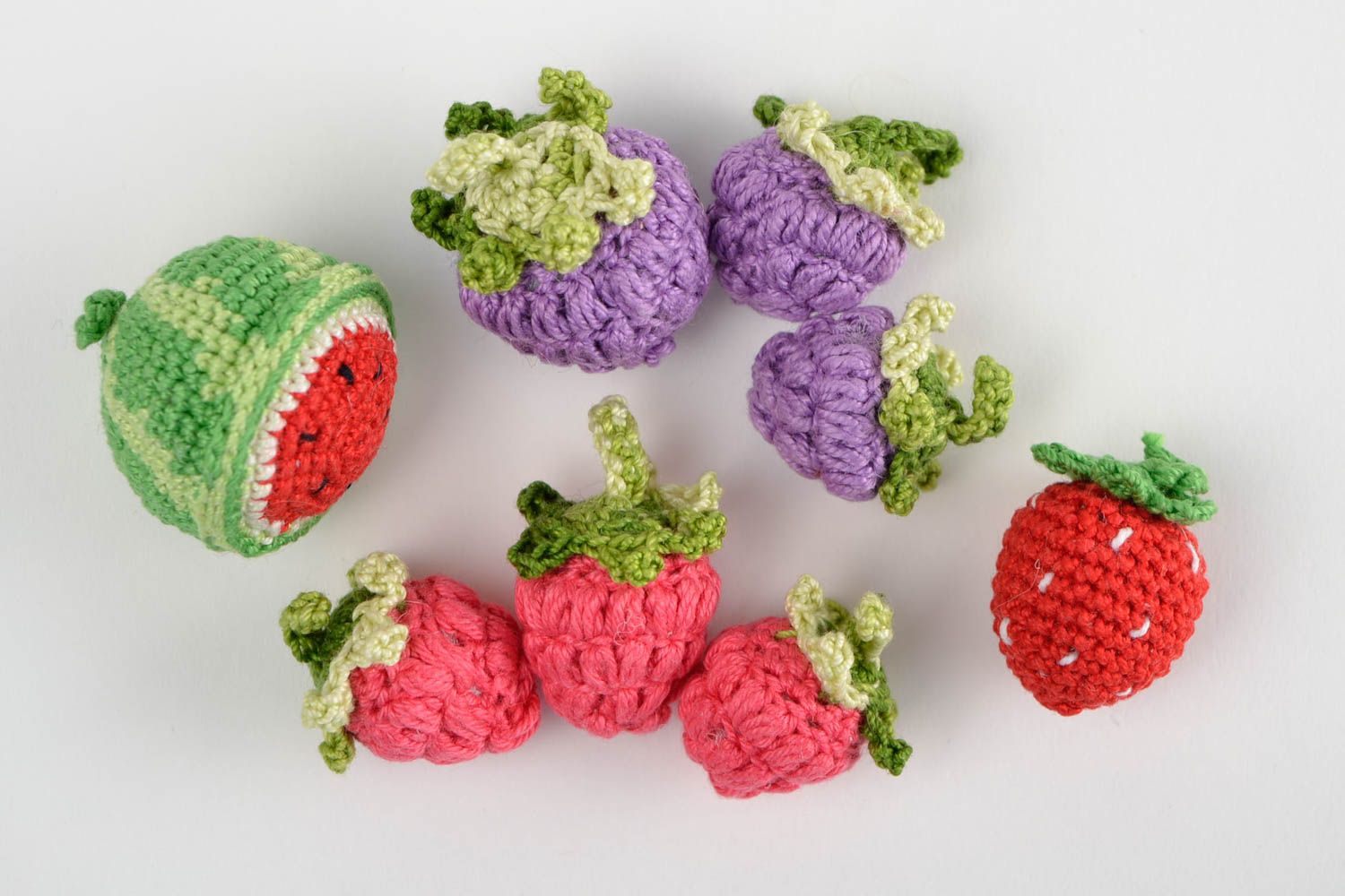 Handmade kleine Spielzeuge Häkel Dekoration gehäkelte Früchte Set 8 Stück foto 4