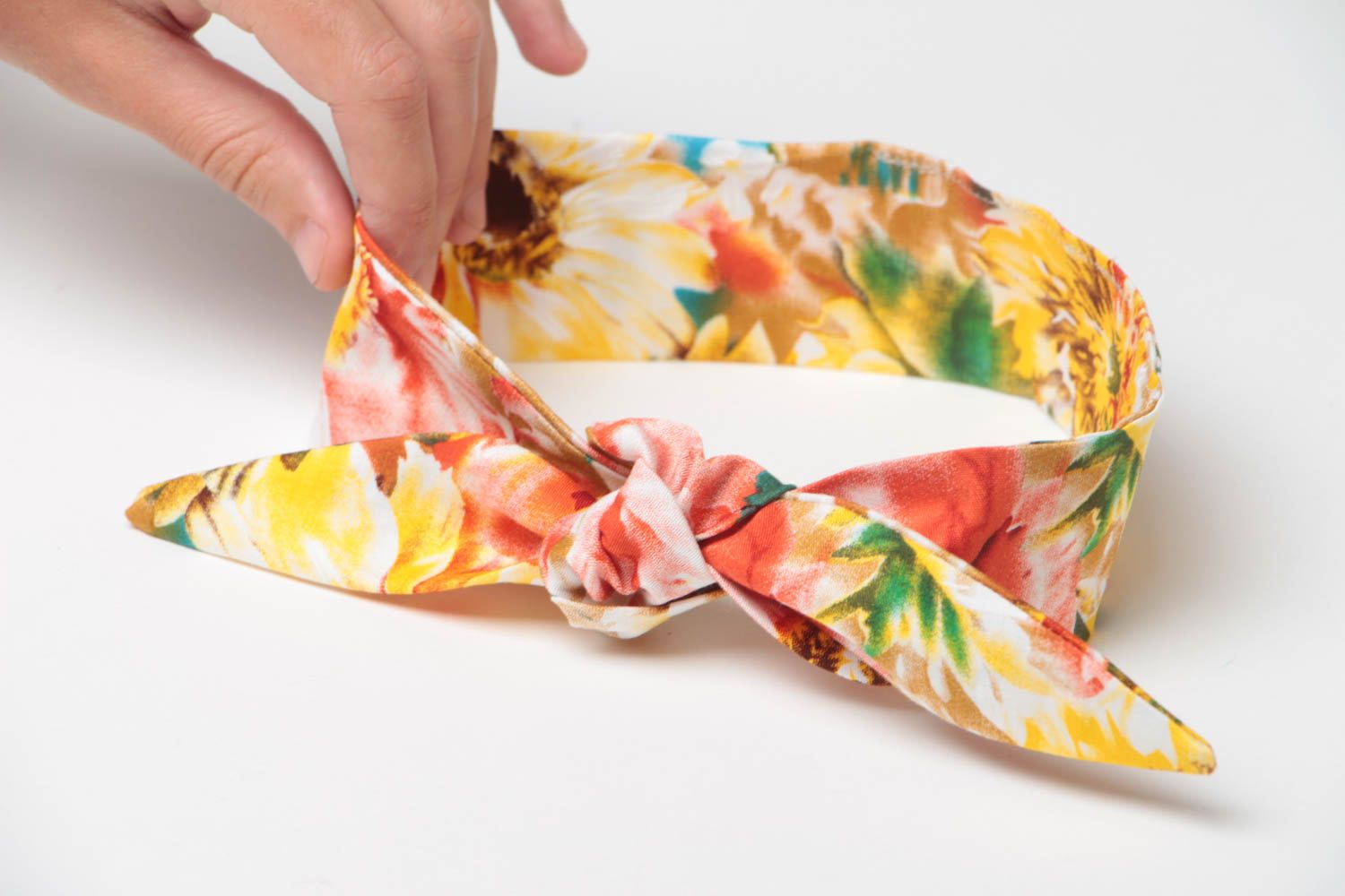 Bandeau avec noeud en tissu multicolore à motif floral pour cheveux fait main photo 5