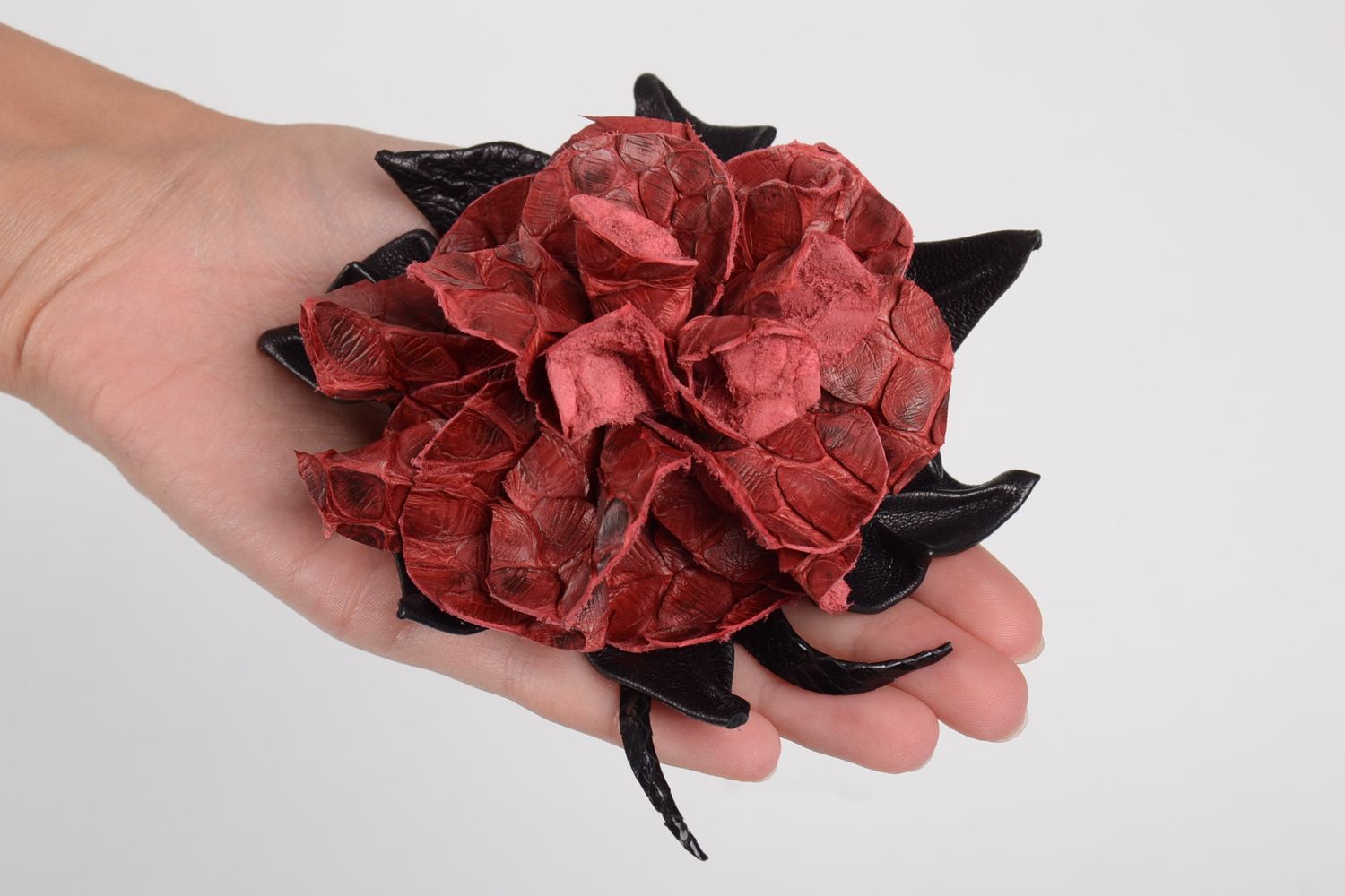 Handmade leather scrunchy leather accessories flower scrunchy for women photo 1