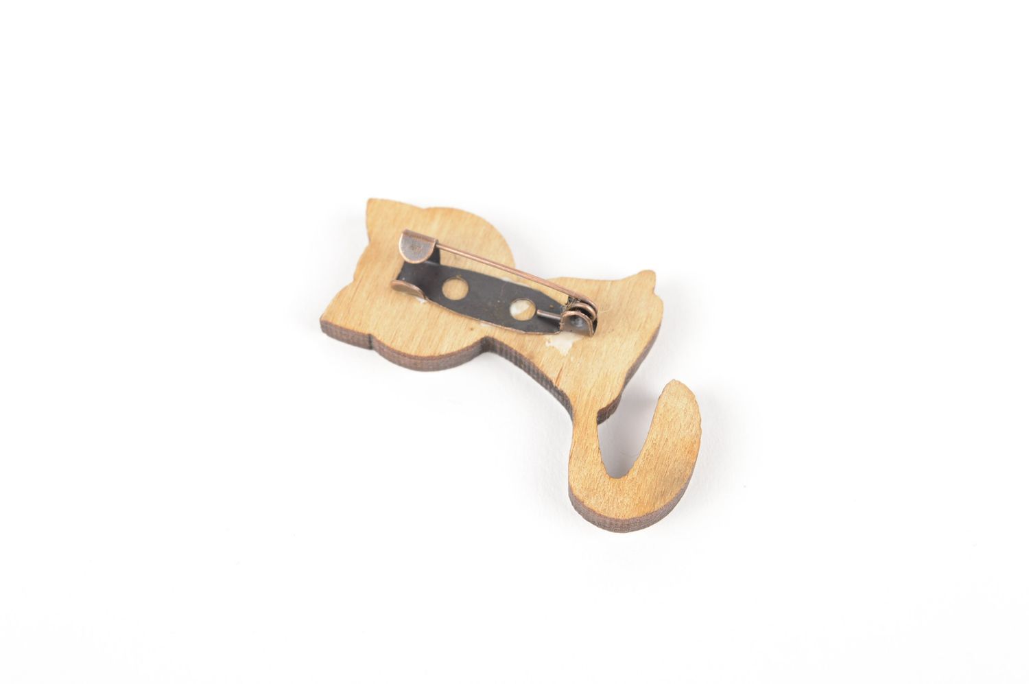 Broche de madera hecho a mano accesorio para ropa bisutería de mujer Gato foto 5