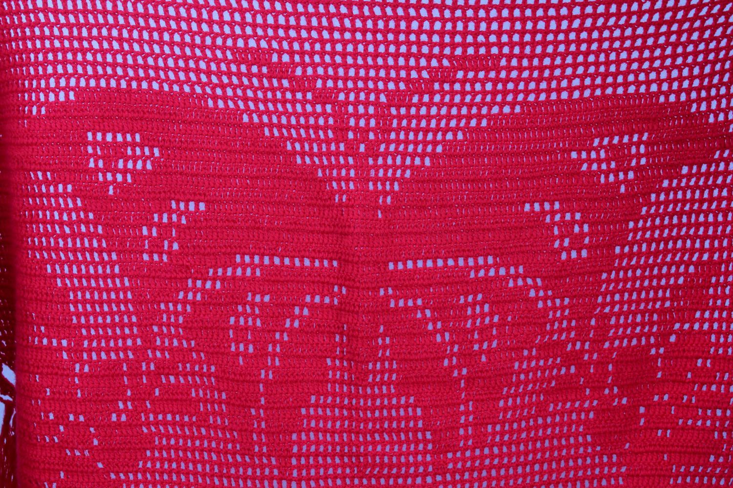Châle chaud tricoté fait main rouge en fils de laine accessoire pour femme photo 4