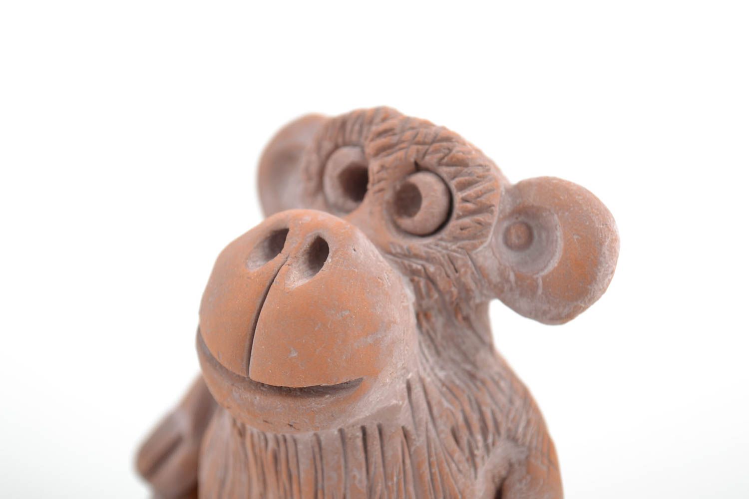 Figurine singe en argile faite main peinte originale décorative de collection photo 3
