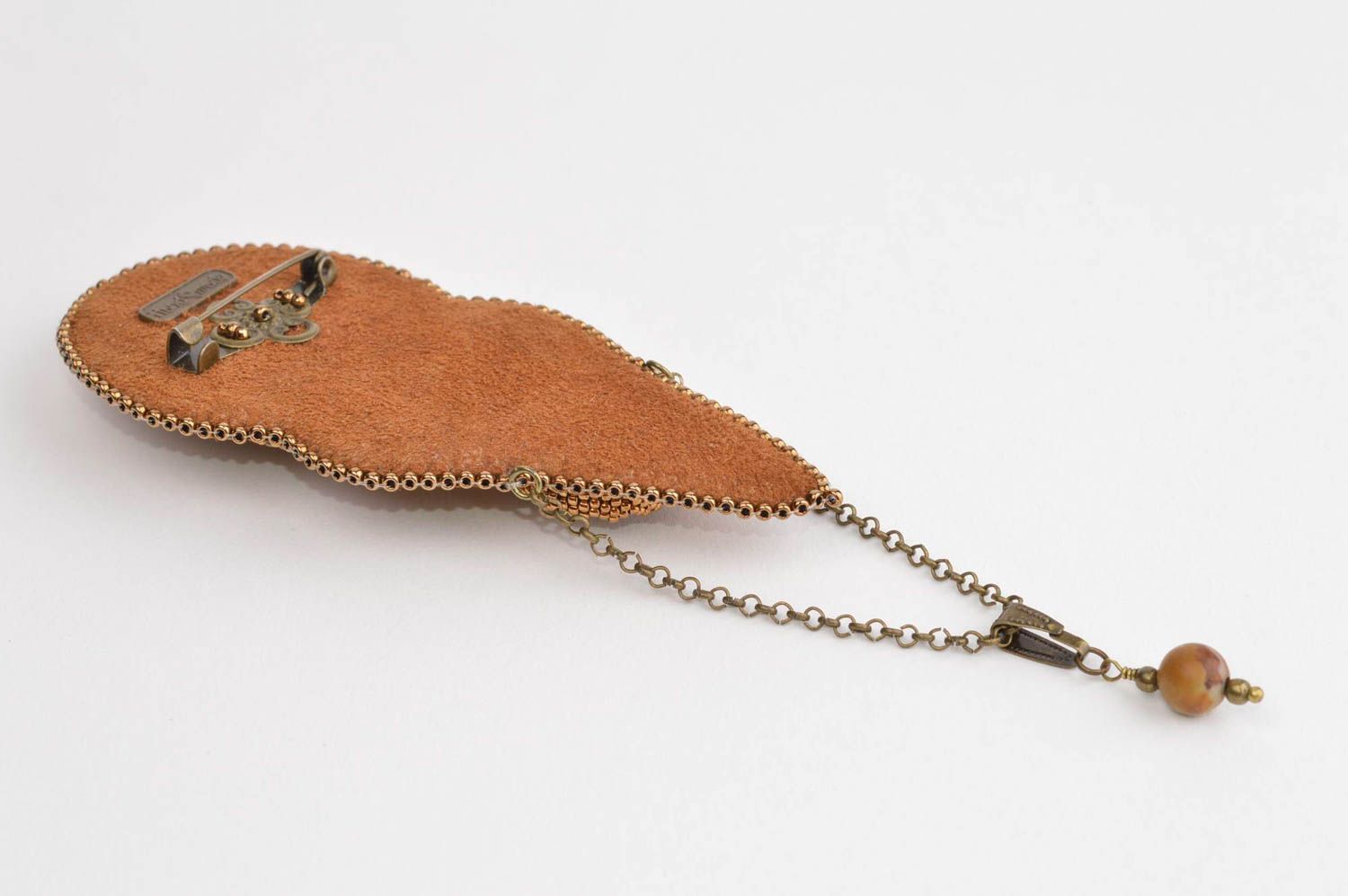 Metal brooch handmade beaded brooch vintage brooch stylish jewelry for women photo 3