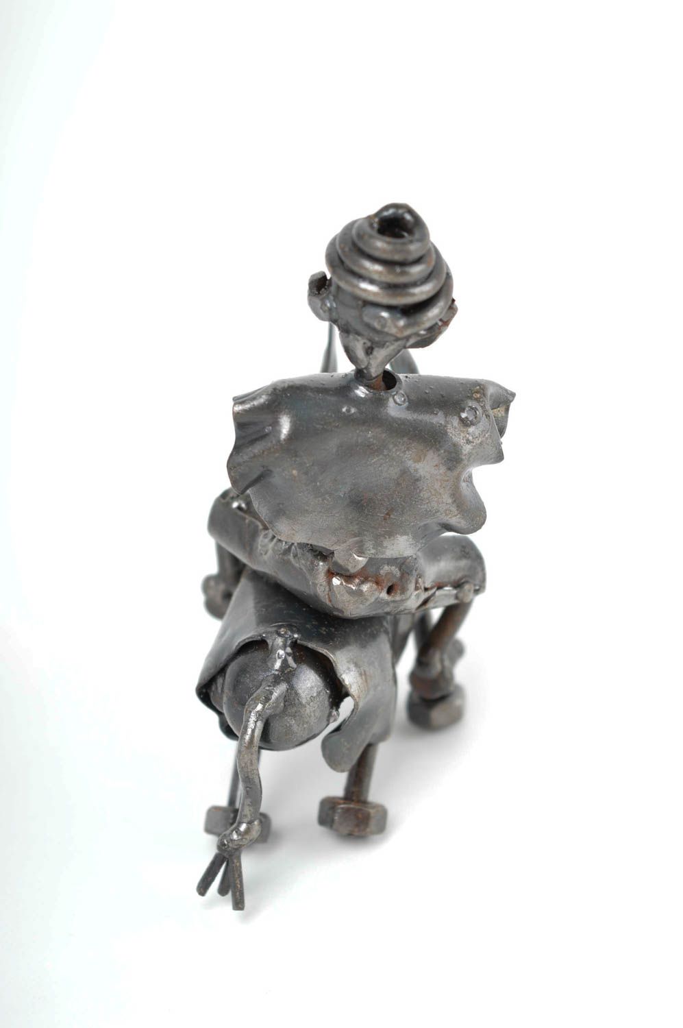 Figurine âne avec homme Statuette design fait main en métal Cadeau original photo 5