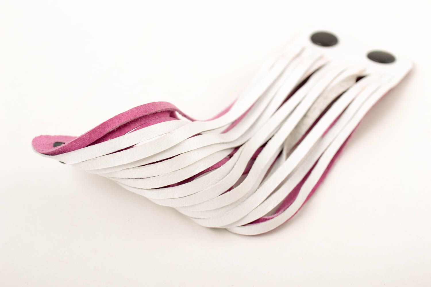 Handmade breites Leder Armband Designer Schmuck Accessoire für Frauen rosa weiß  foto 3