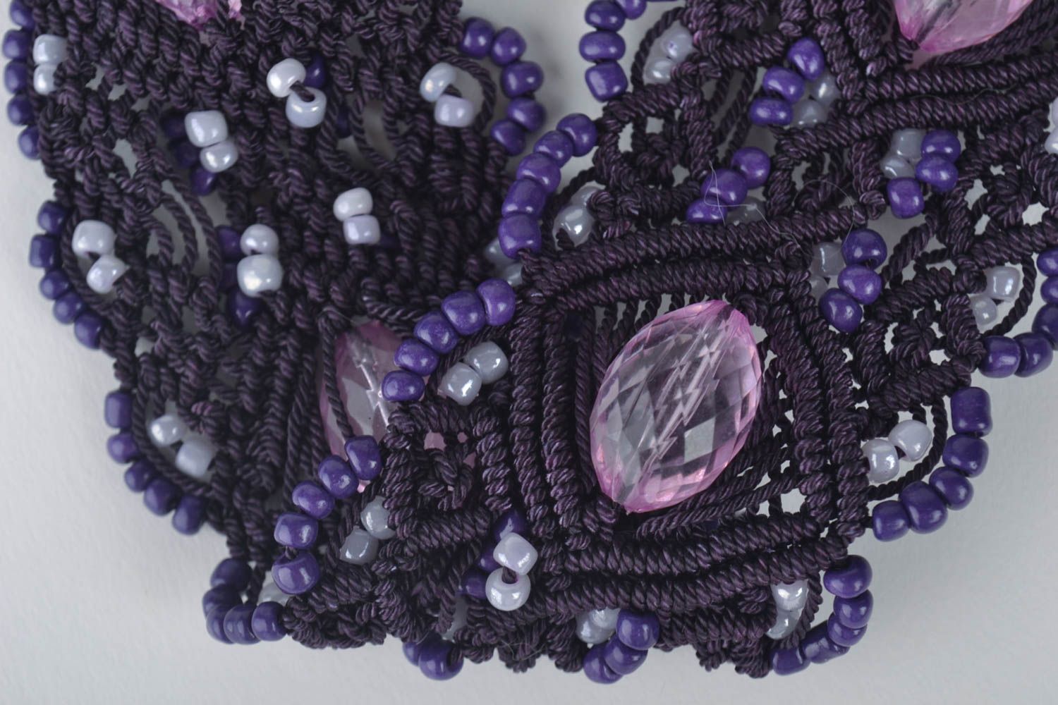 Ceinture textile Accessoire fait main violet technique macramé Cadeau femme photo 2