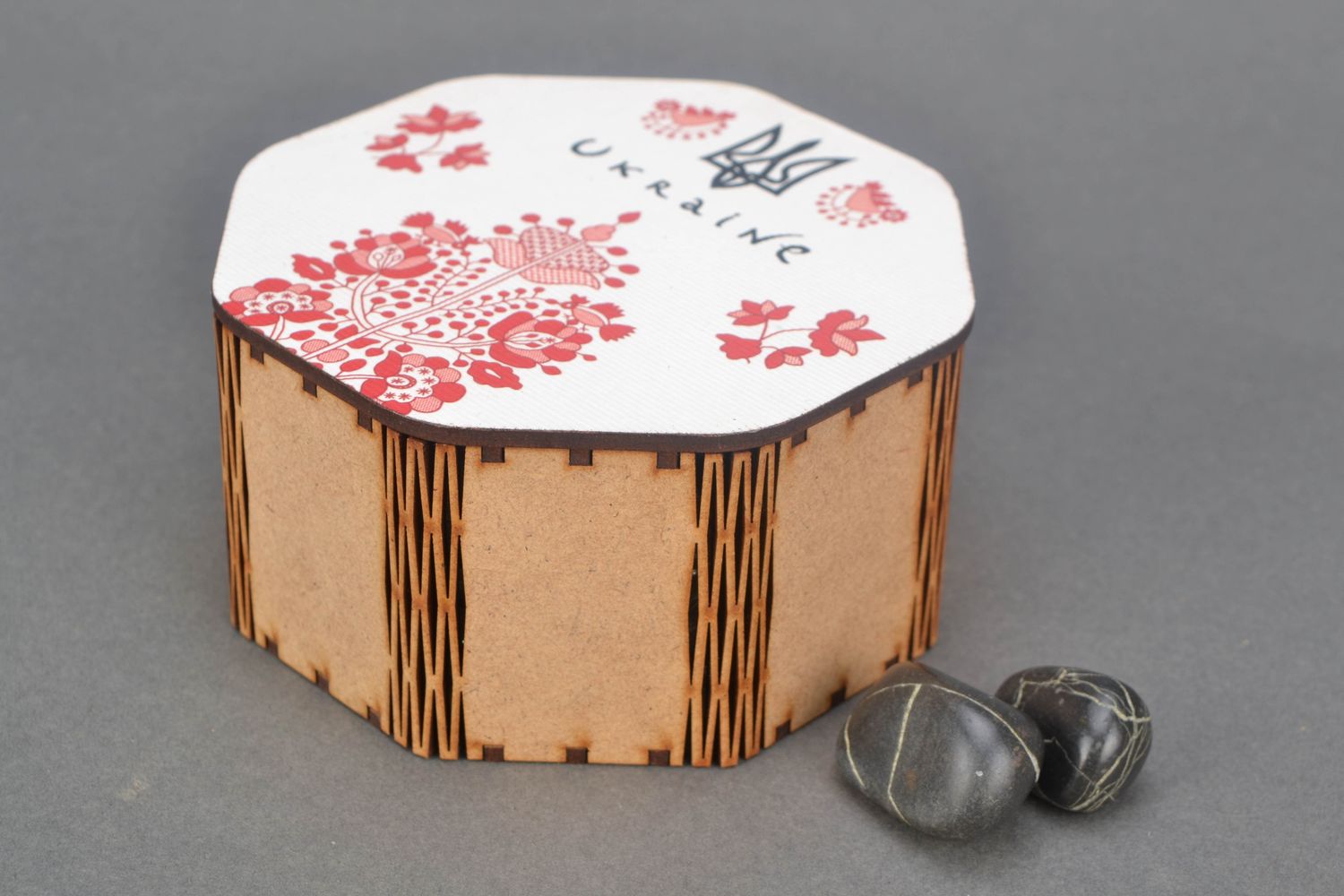 MDF jewelry box with print on lid photo 1
