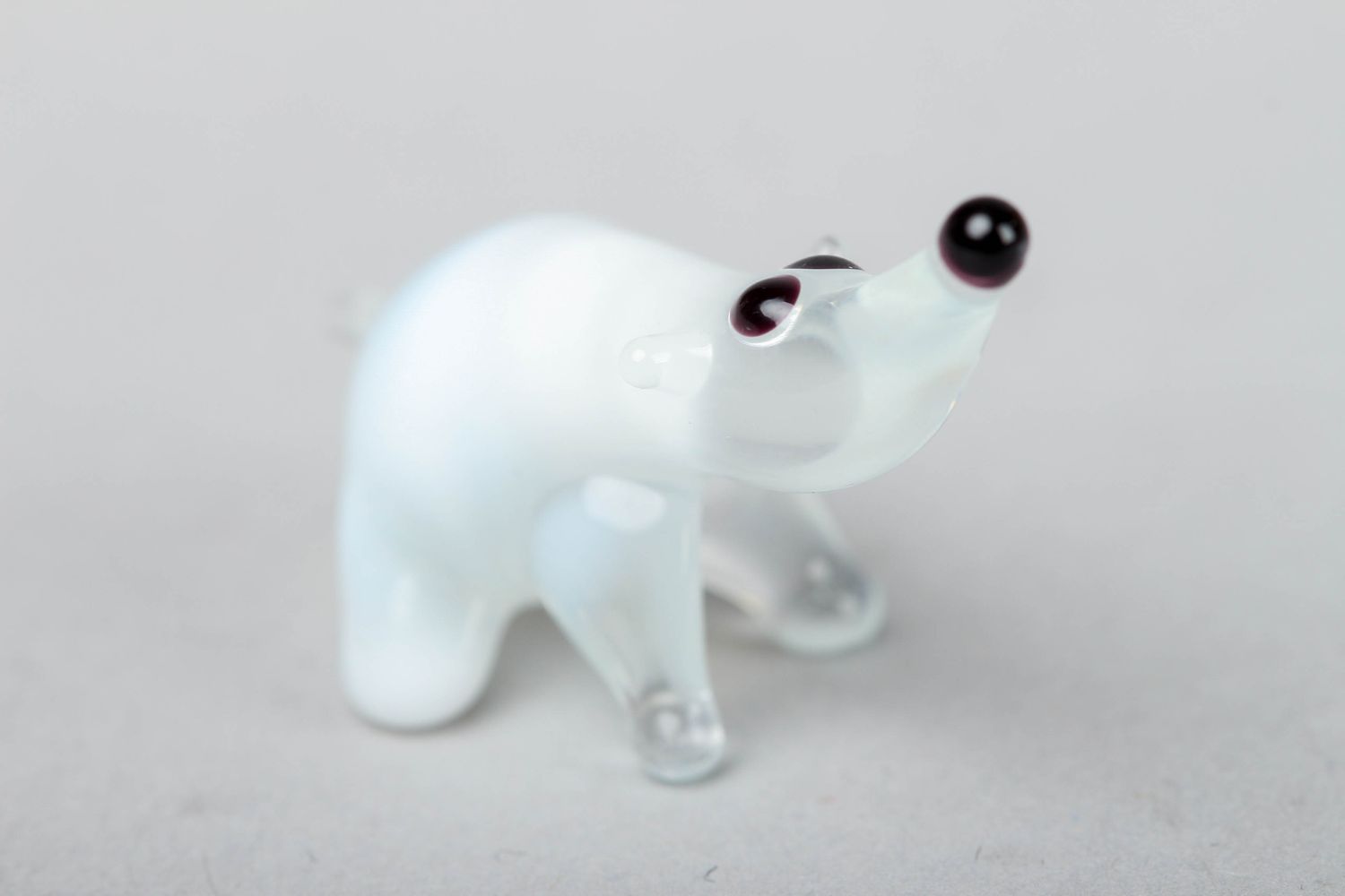 Figurine ours blanc en verre au chalumeau faite main photo 1