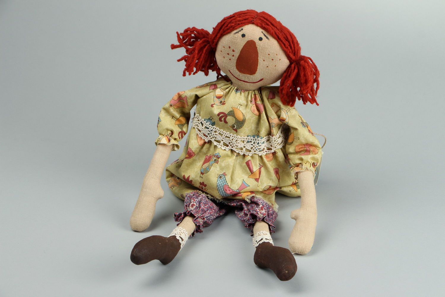 Pippi in stoffa fatto a mano pupazzo di pezza morbida decorazione d’interni foto 1