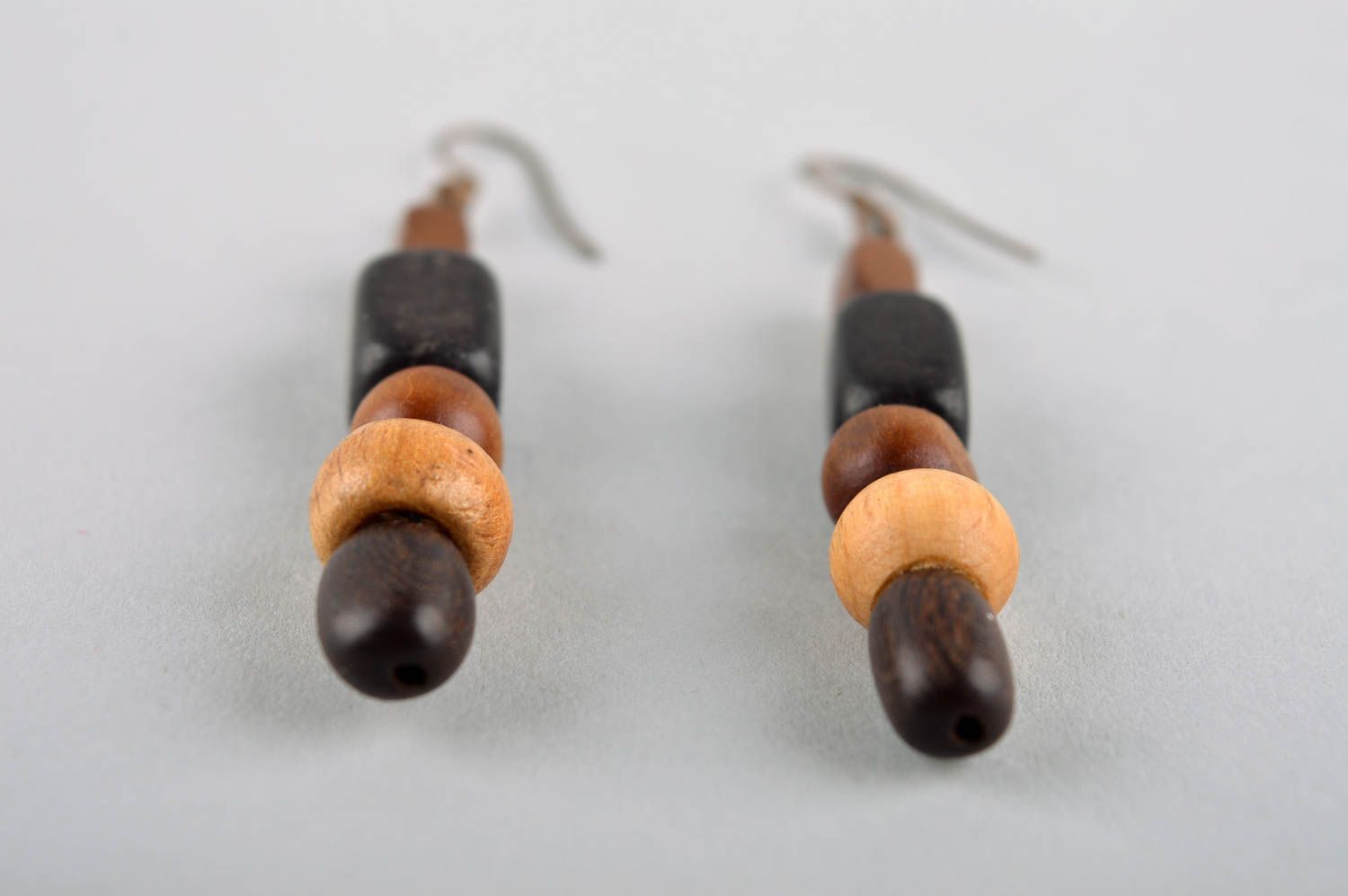 Boucles d'oreilles en bois Bijou fait main pendantes design Cadeau femme photo 4