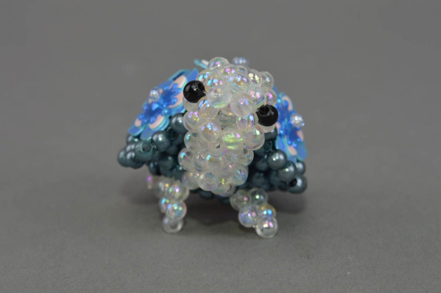 Handmade tiny miniature collectible animal figurine woven of beads Turtle photo 3