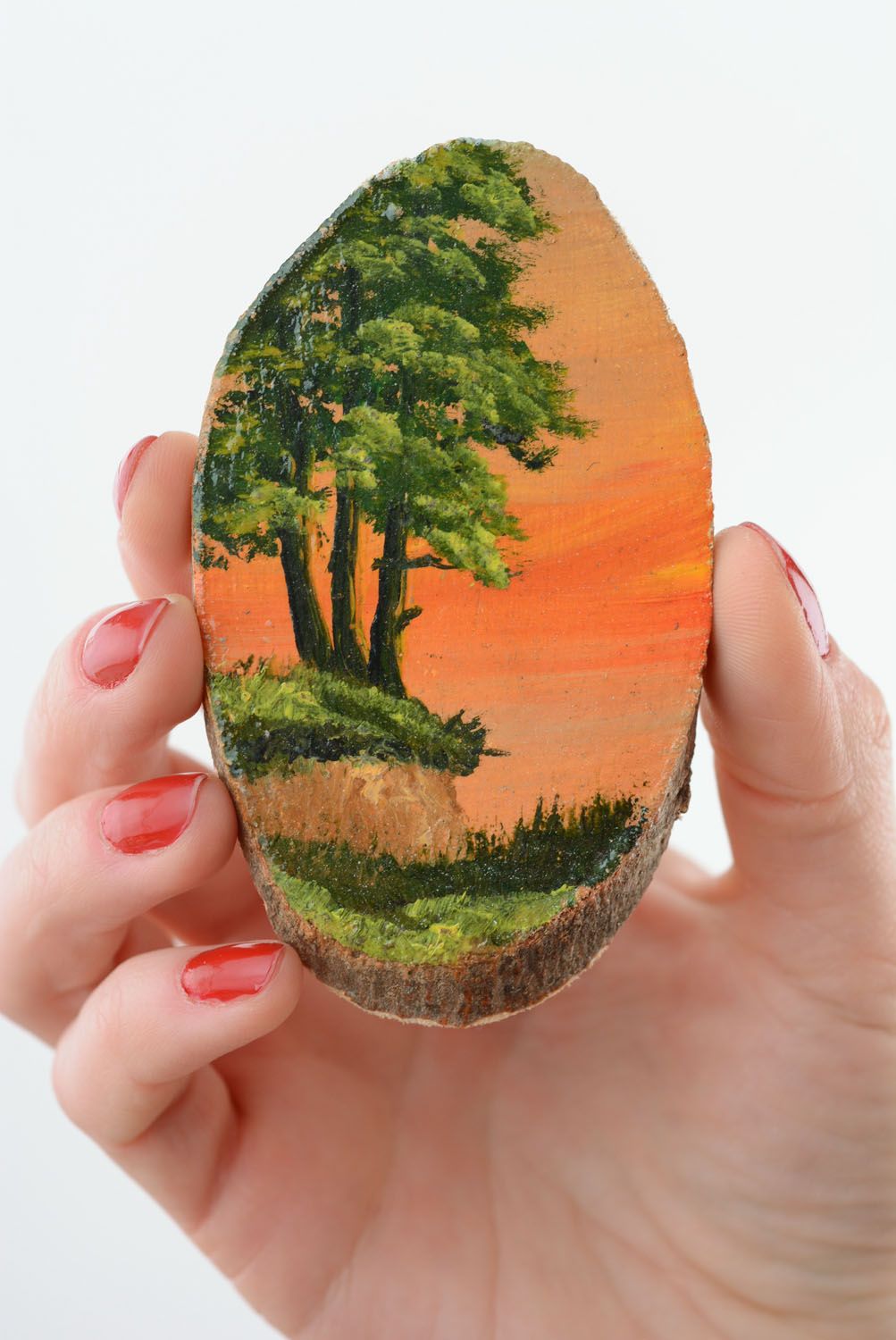 Kühlschrank Magnet aus Holz mit Landschaft foto 3