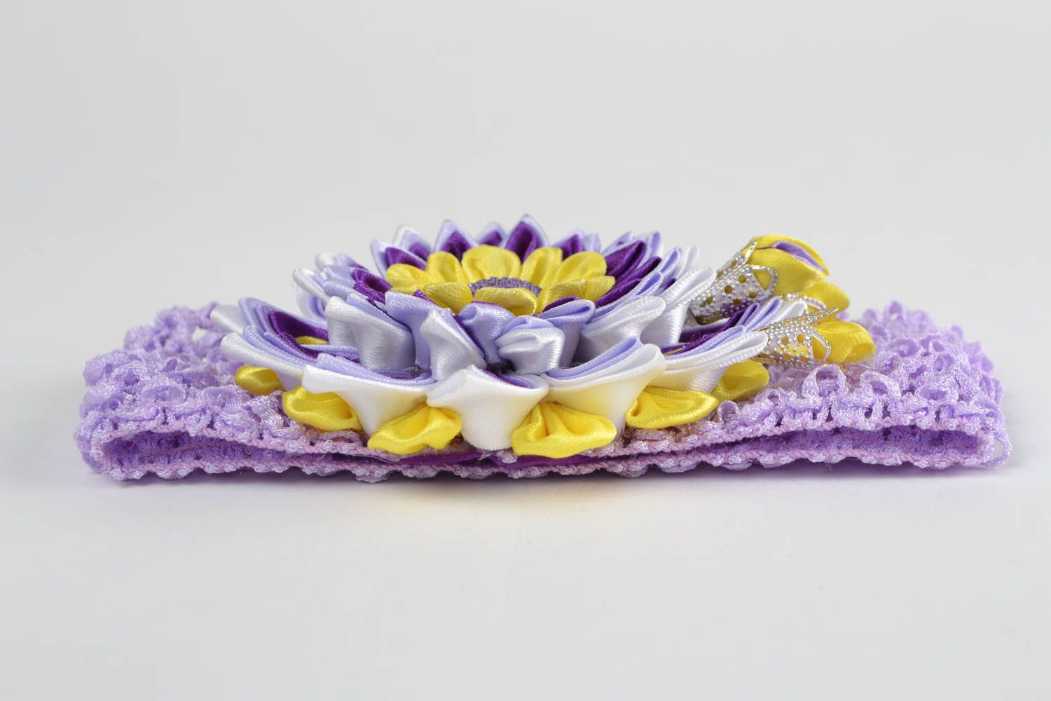 Handgemachtes künstlerisches Haarband Blumen für ein Mädchen grell handgemacht foto 4