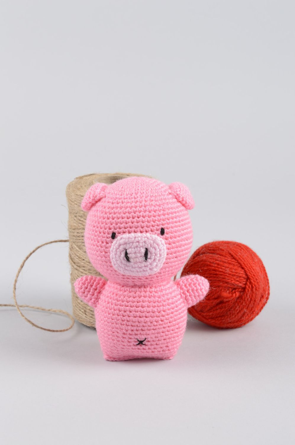 Juguete hecho a mano cerdito rosado regalo para niño decoración de interior foto 5