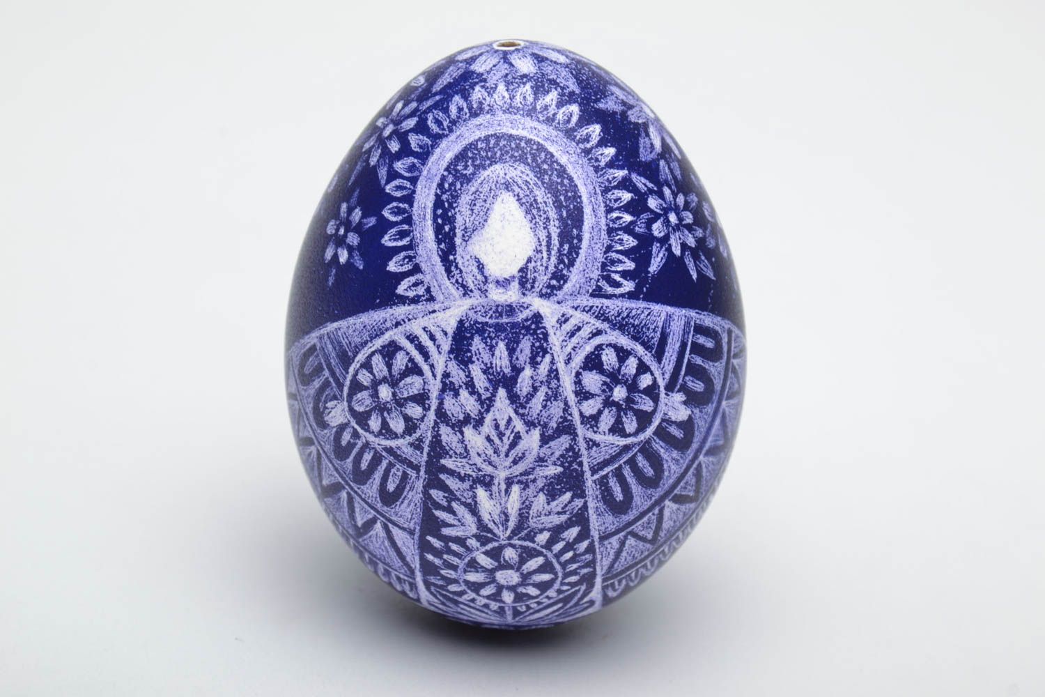 Oeuf décoratif de Pâques bleu original fait main photo 2