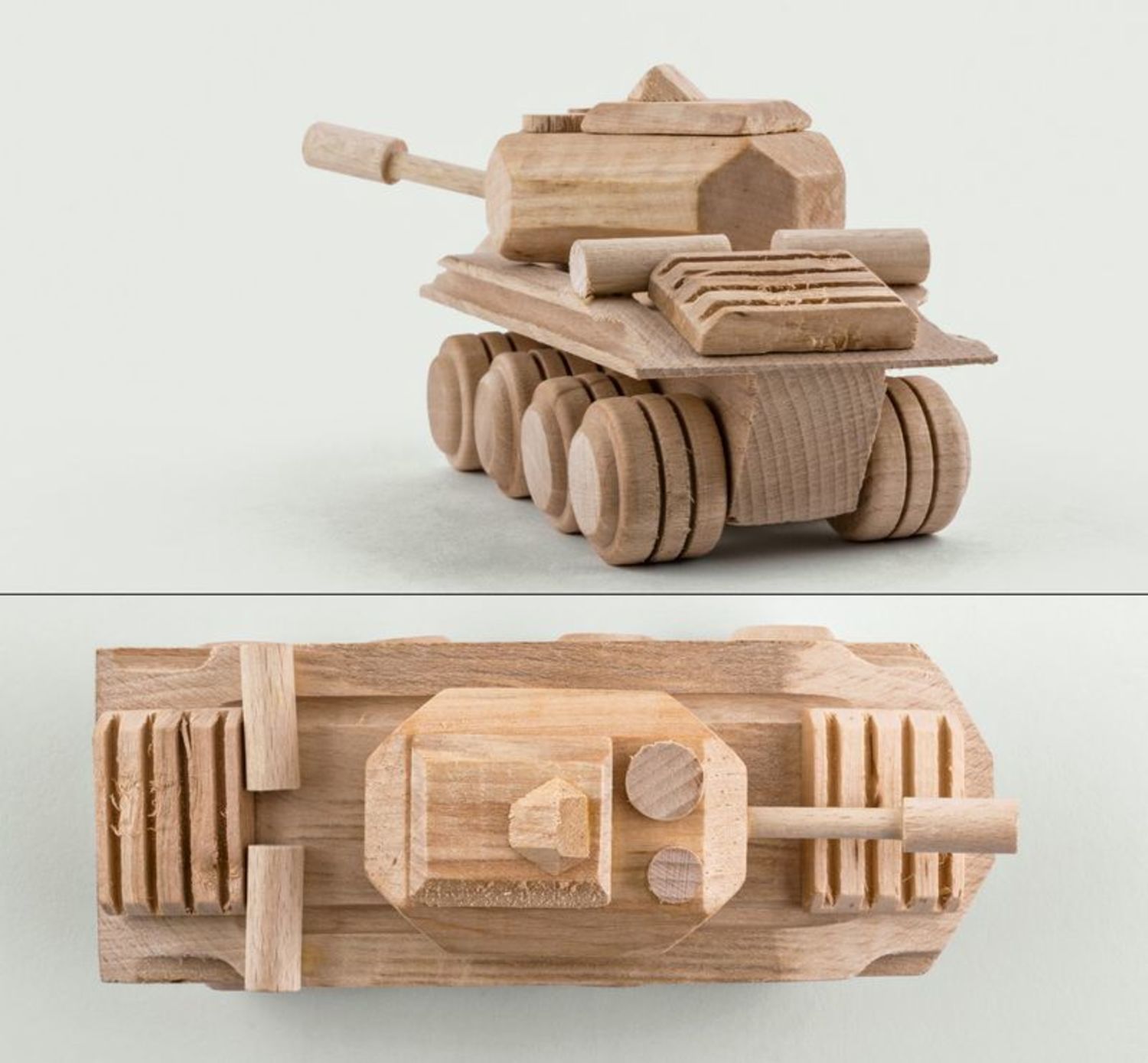 Brinquedo de madeira artesanal Tanque foto 3