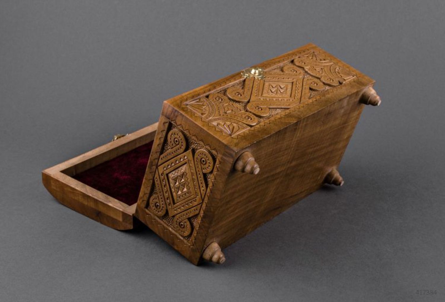 Wooden box with carving photo 4