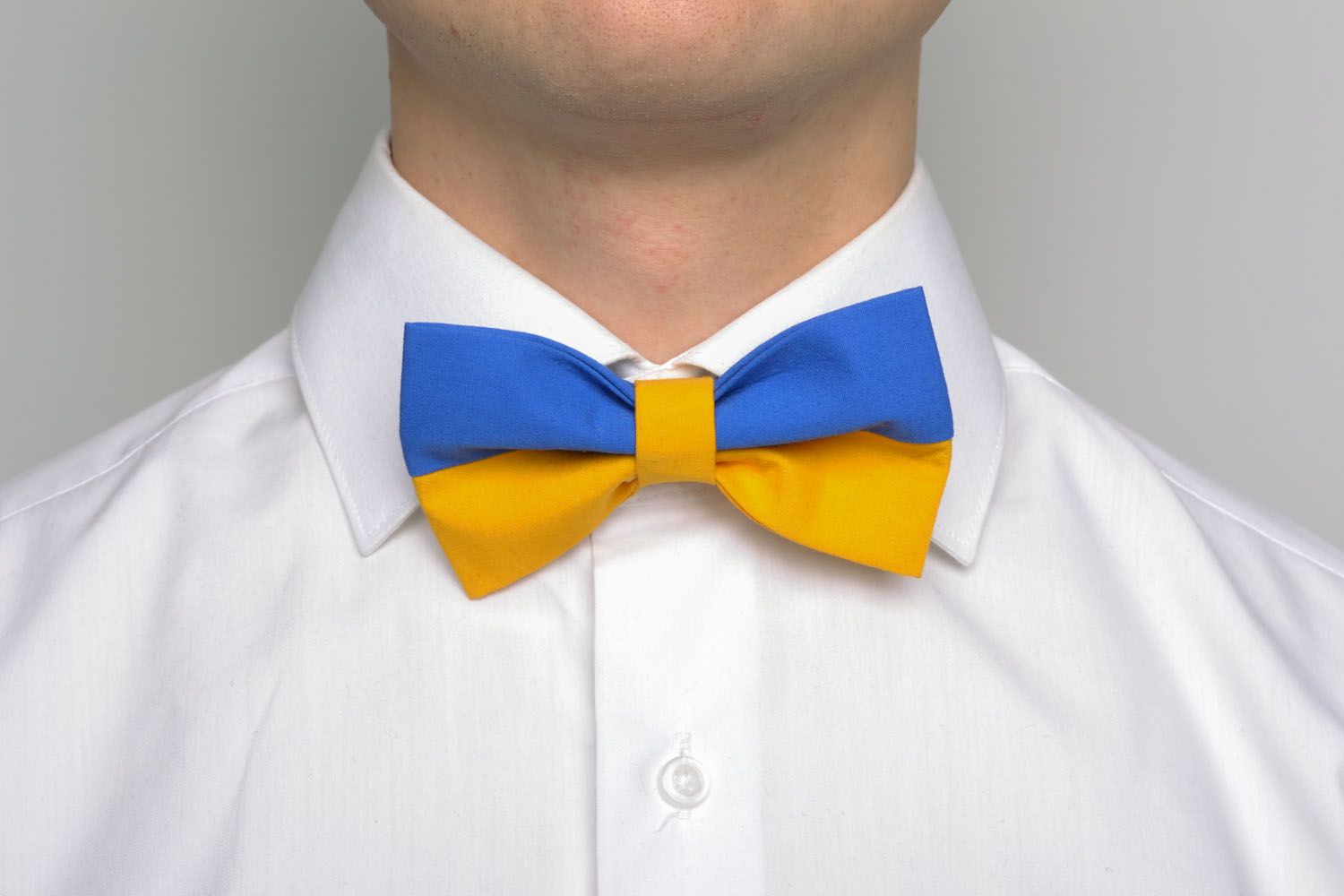 Blue and yellow bow tie photo 1