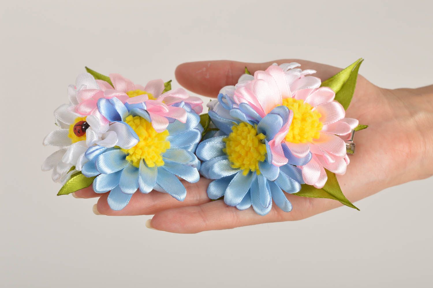 Bright handmade hair clip 2 pieces flowers in hair accessories for girls photo 5