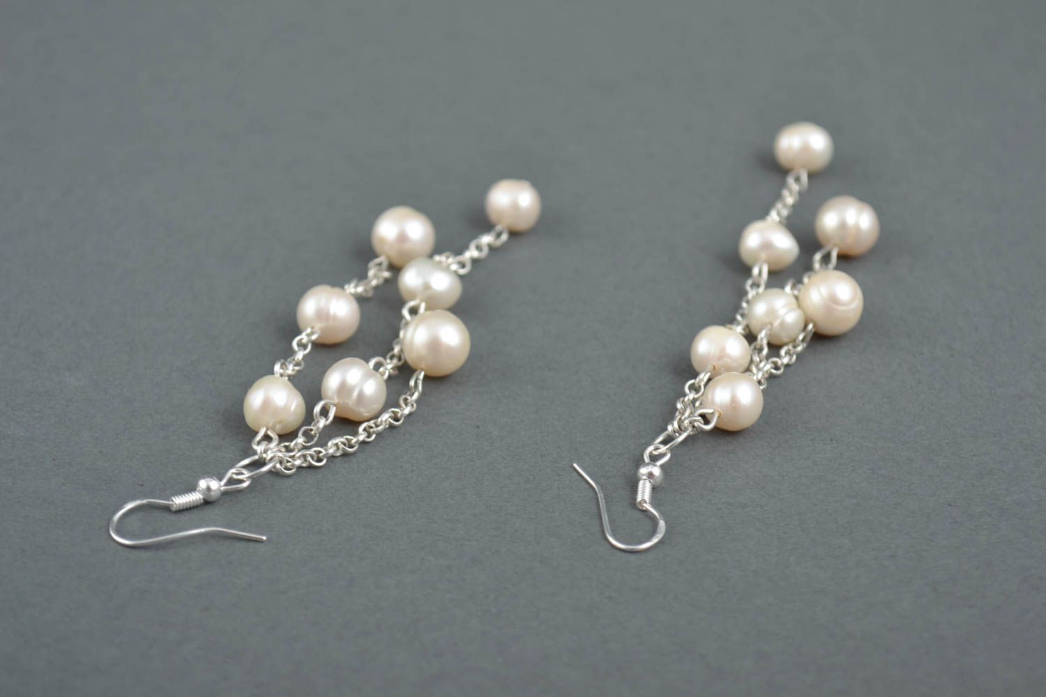 Dangling earrings handmade pearl jewelry long earrings fashion accessories photo 3