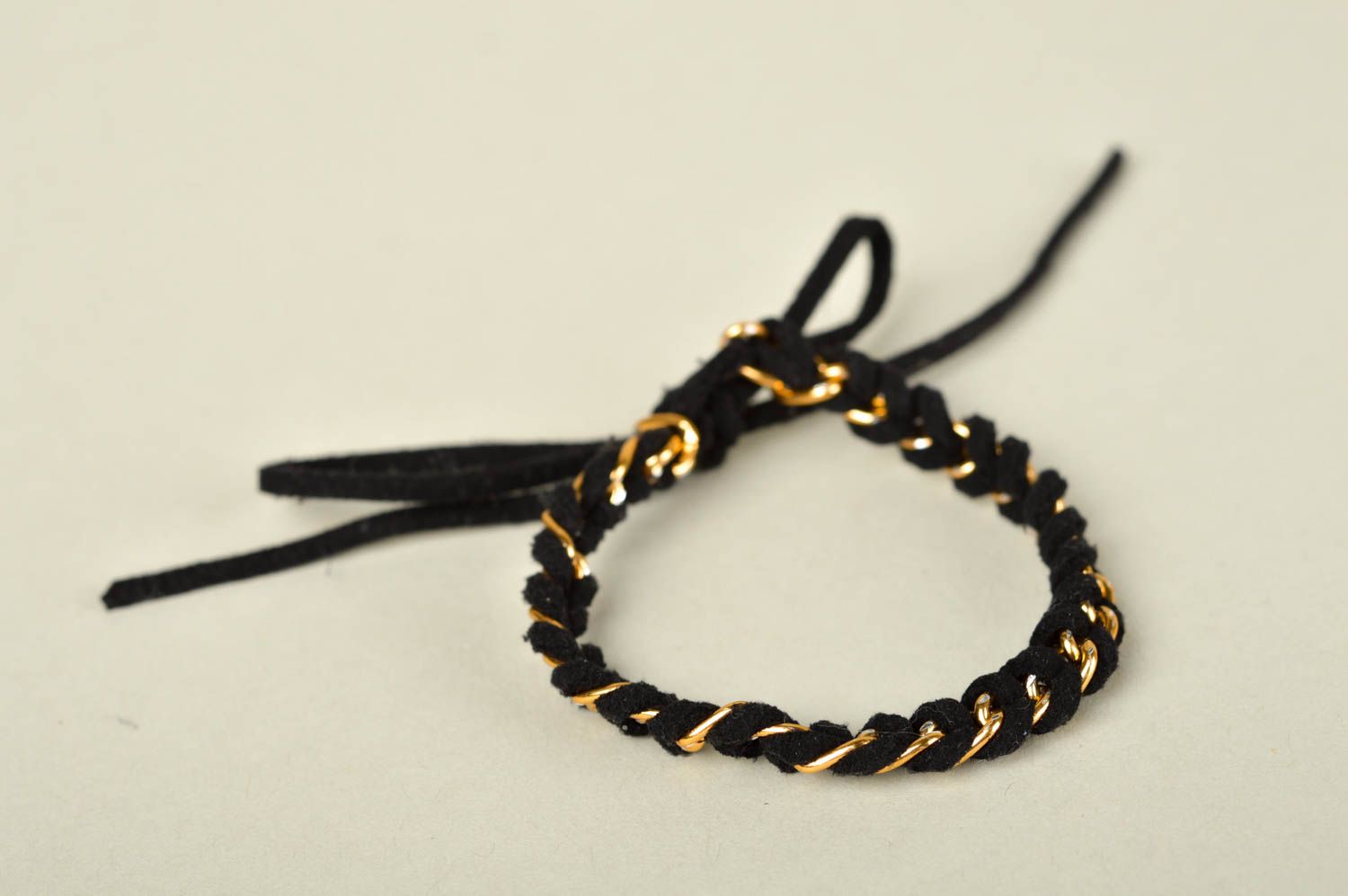 Handmade designer bracelet black elegant bracelet wrist unusual accessory photo 5