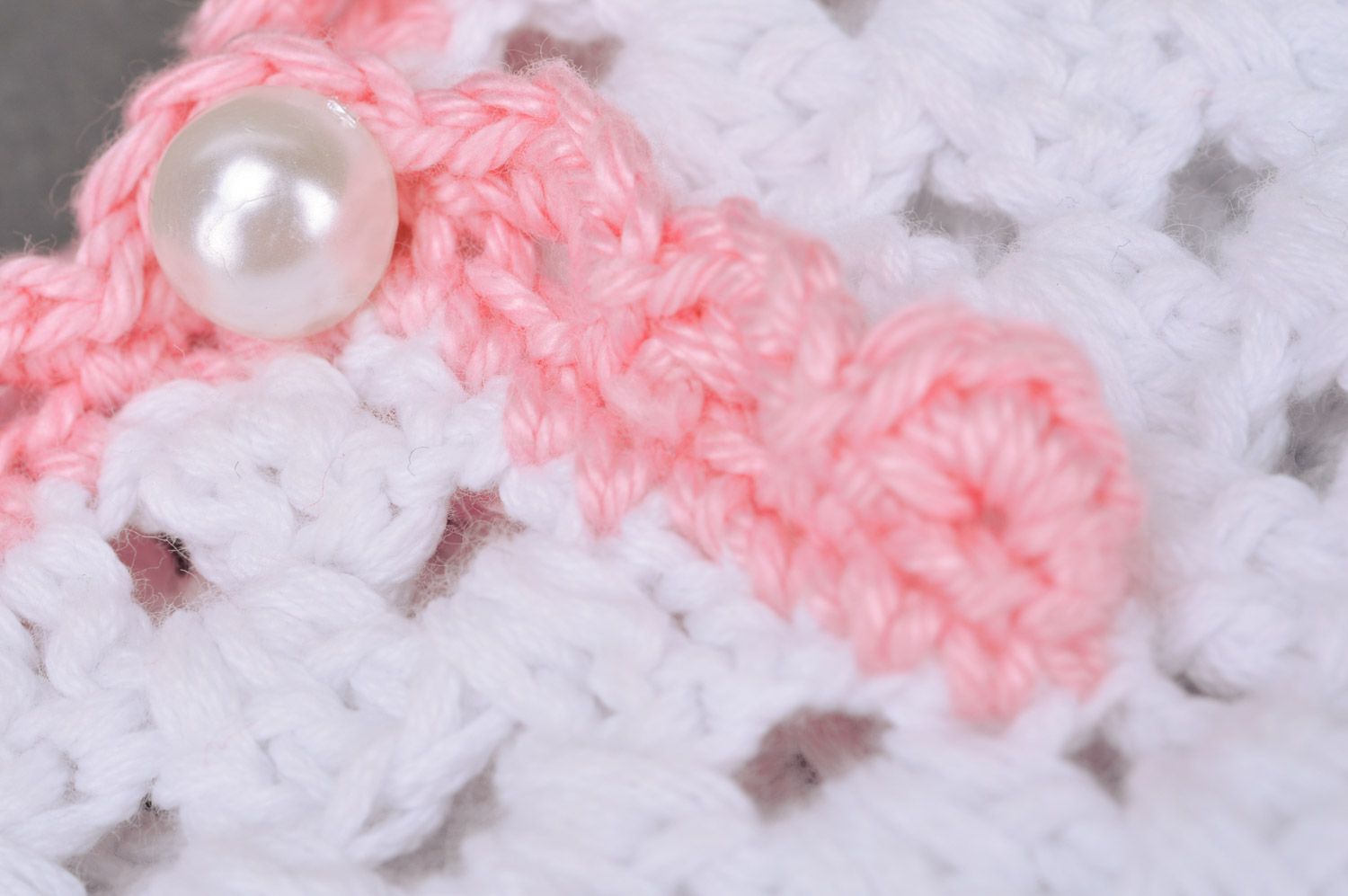 Robe rose pour fille tricotée au crochet en coton faite main originale photo 5