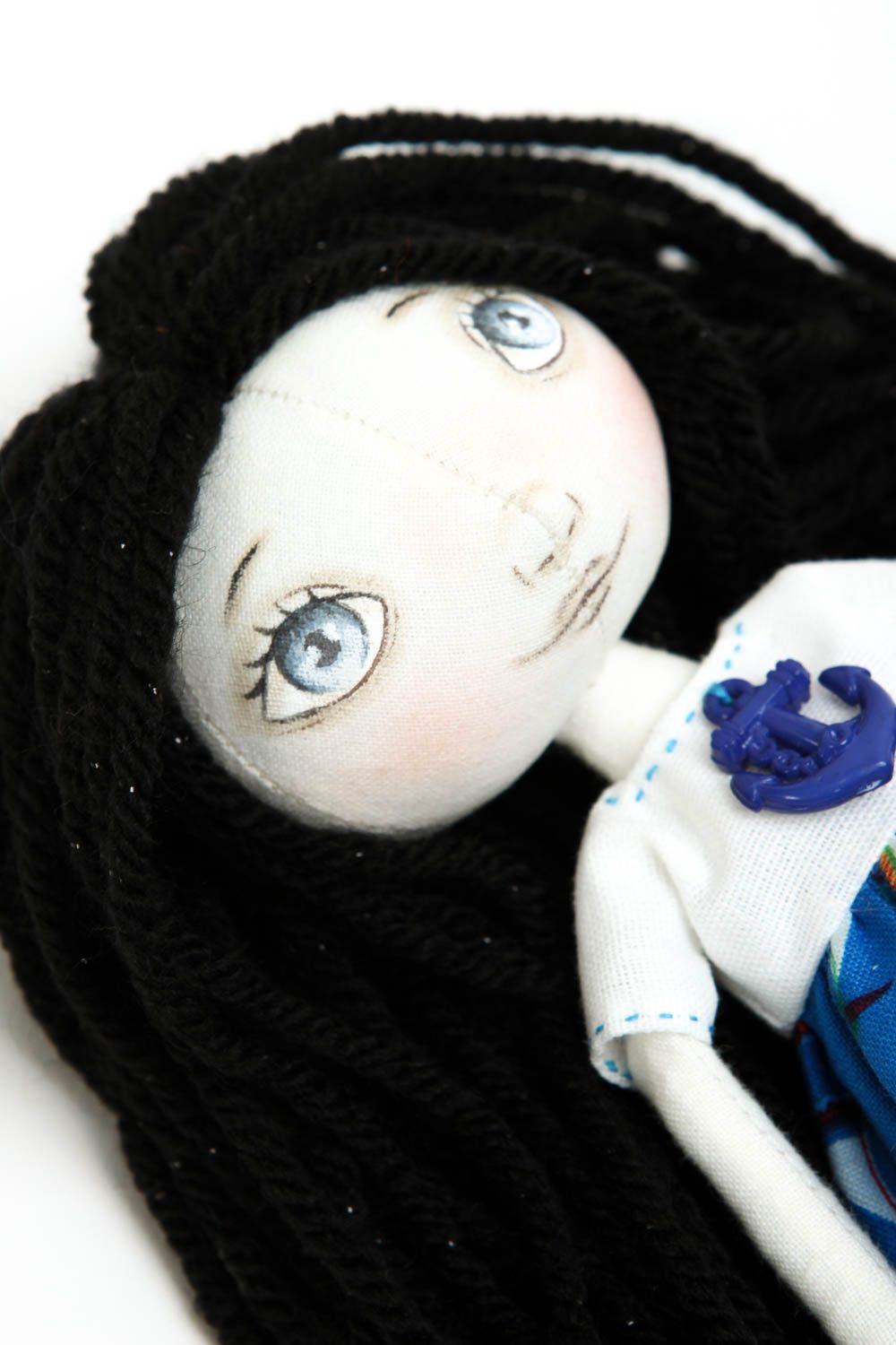 Künstler Puppe handmade Designer Puppe Wohnzimmer Deko schwarz blau weiß foto 2
