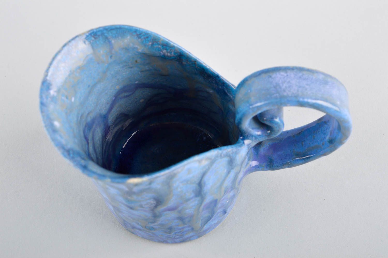 Керамика ручной работы декоративный кувшин синий керамическая посуда 300 мл фото 4